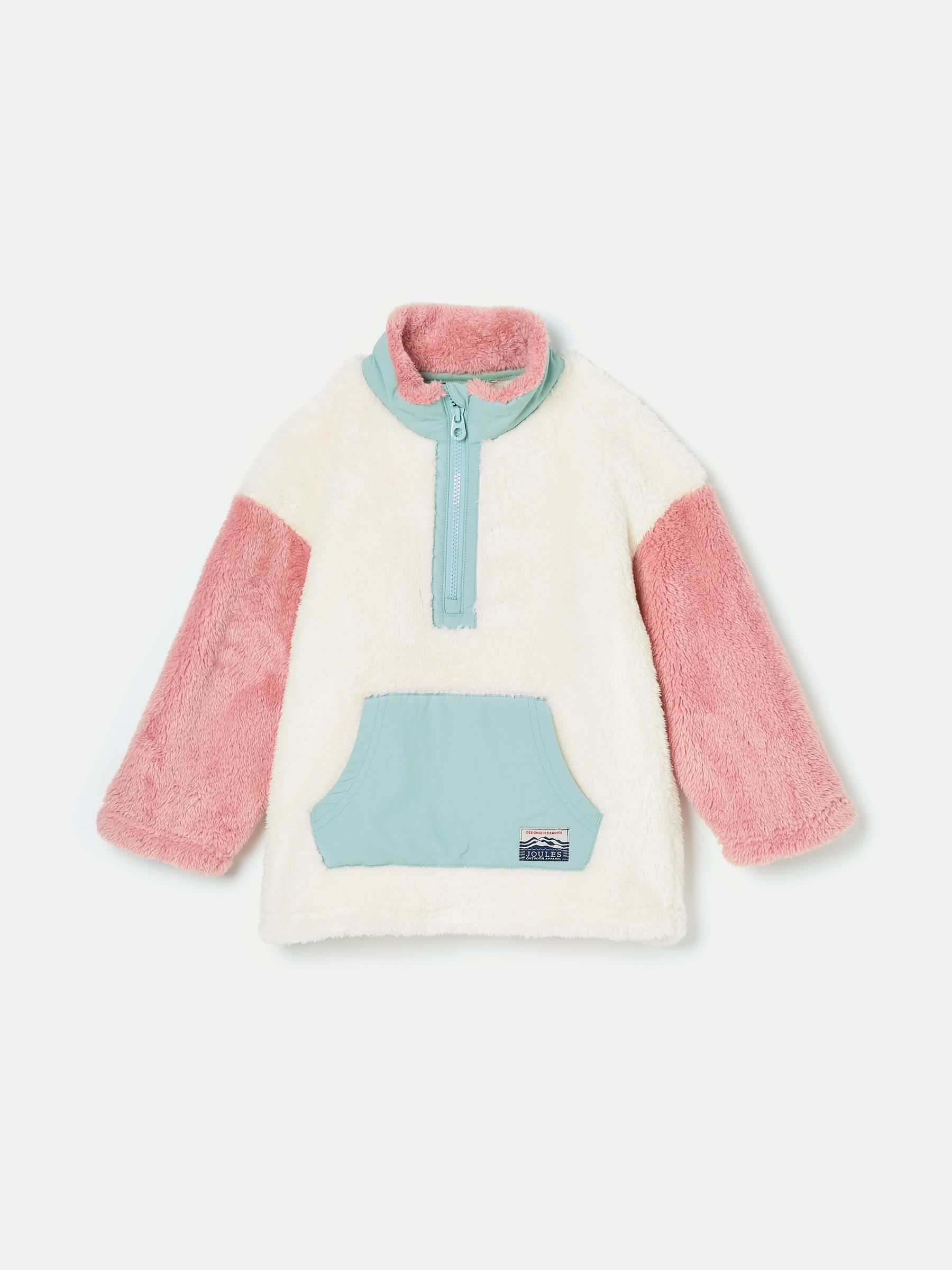 Kids' Always Cosy Cream Colourblock Quarter Zip Borg Fleece - Image 1 of 4
