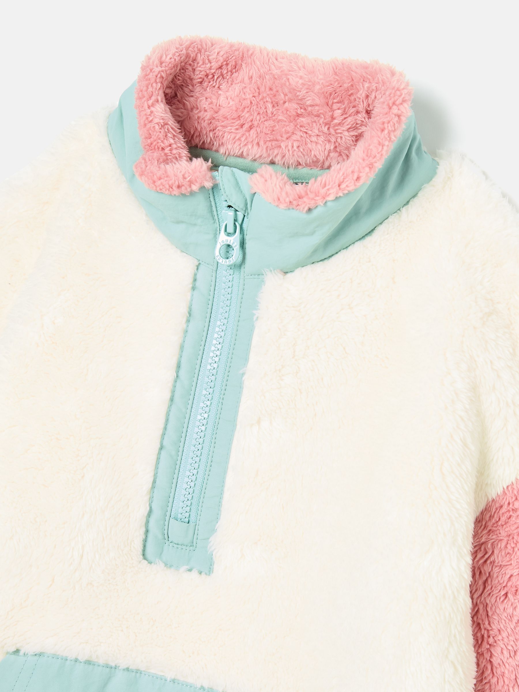 Kids' Always Cosy Cream Colourblock Quarter Zip Borg Fleece - Image 3 of 4