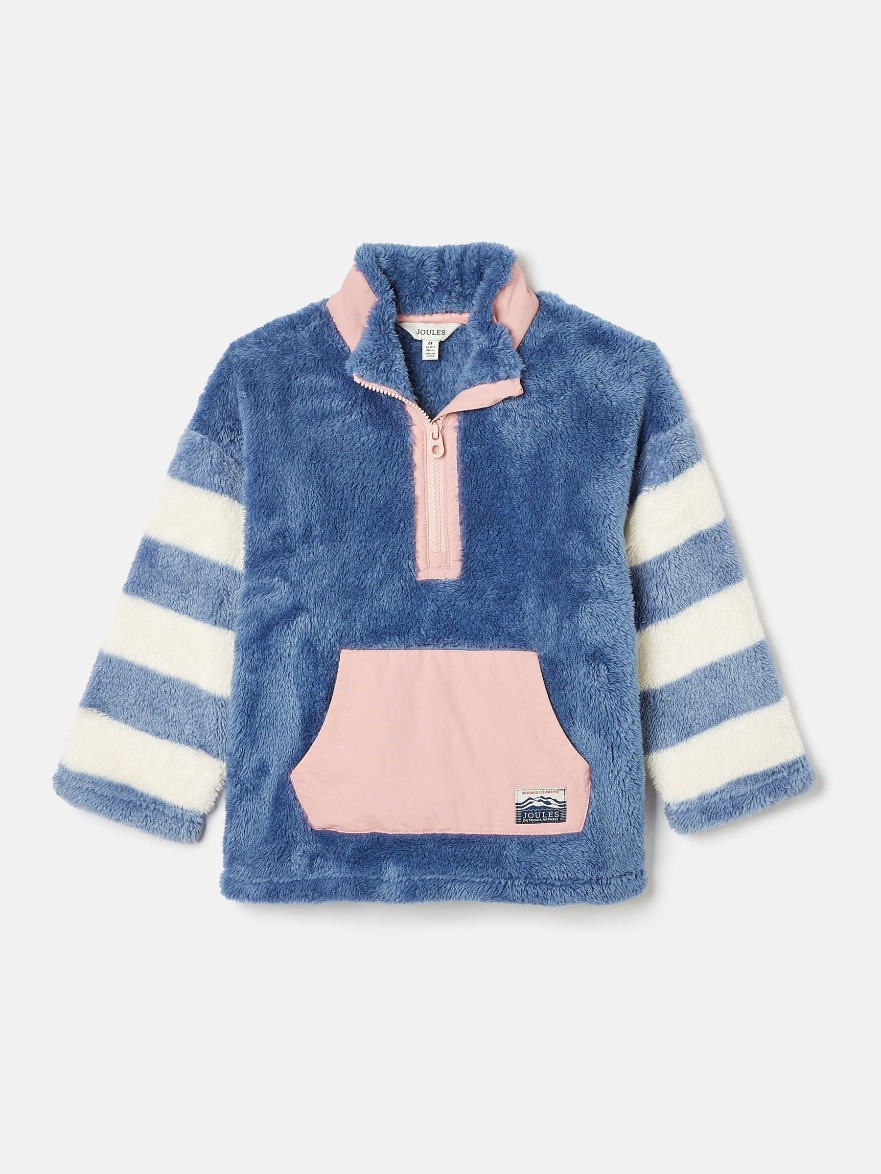 Kids' Always Cosy Blue Colourblock Quarter Zip Borg Fleece - Image 1 of 5