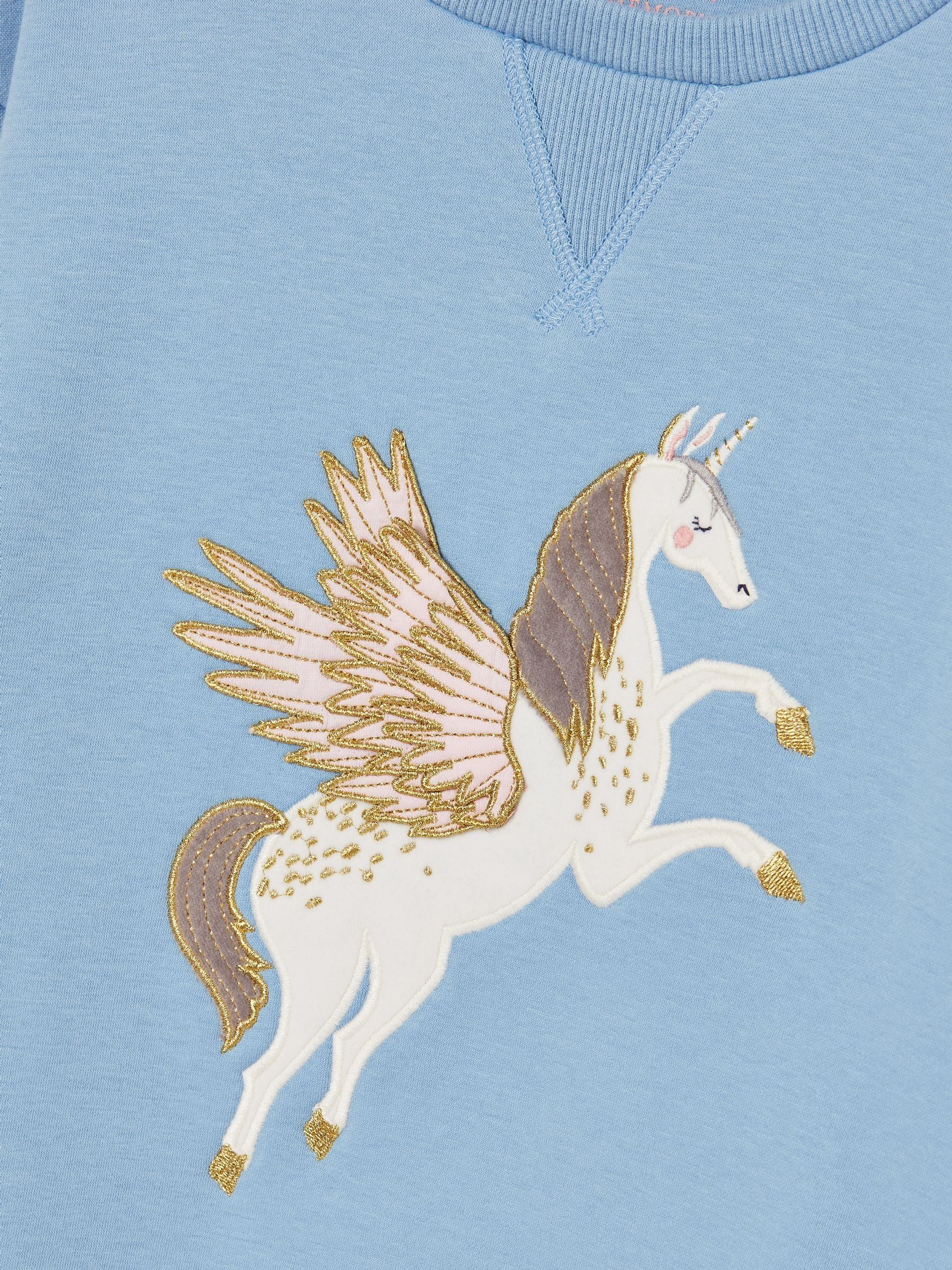 Girls' Mackenzie Blue Pegasus Embroidered Artwork Sweatshirt With Faux Faur Lining - Image 4 of 4