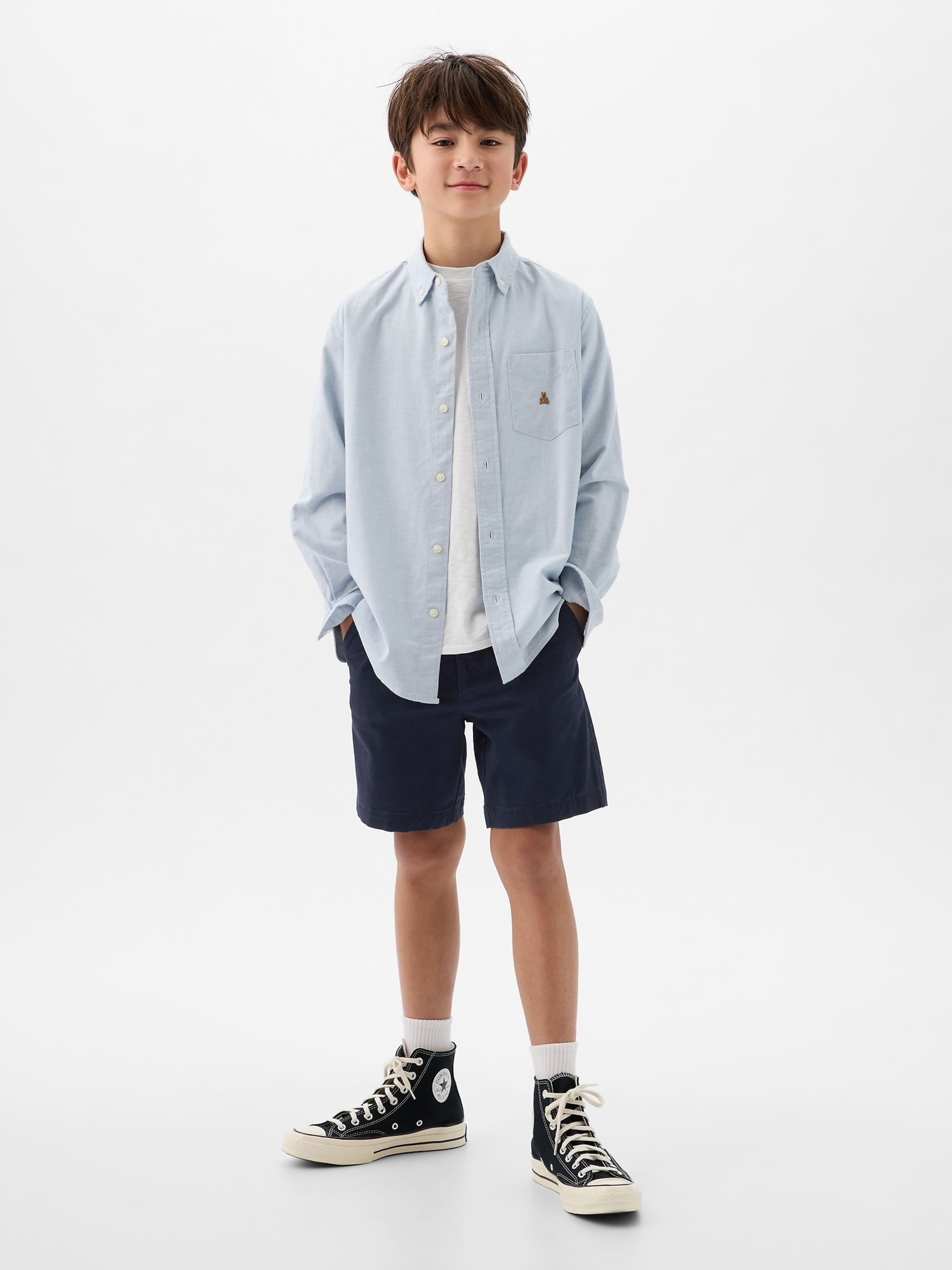 Navy Blue Cotton Twill Easy Pull On Short (4-13yrs) - Image 3 of 4