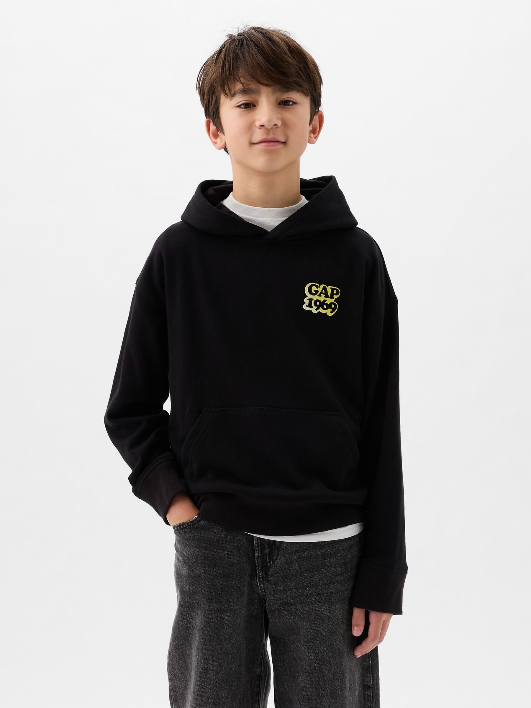 Black 1969 Logo Hoodie (4-13yrs) - Image 1 of 3