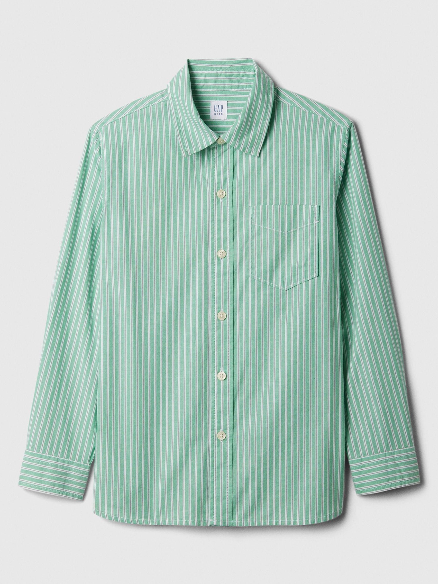 Green Stripe Poplin Shirt (4-12yrs) - Image 1 of 2