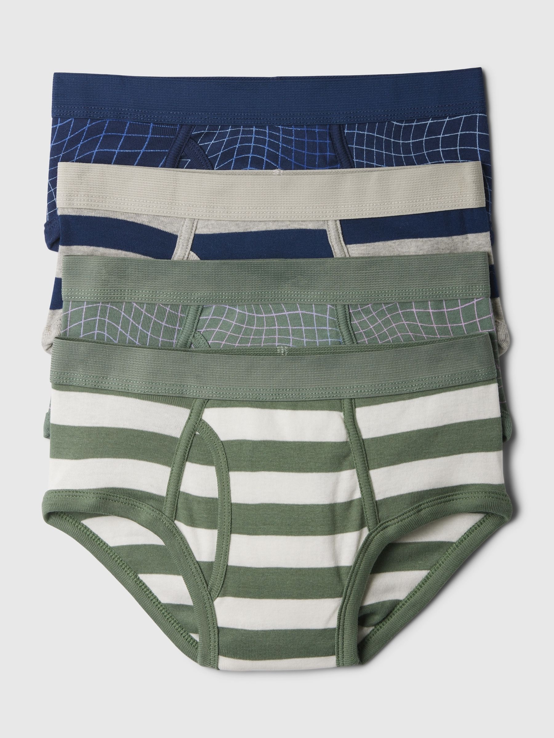 White/Navy Blue Organic Cotton Briefs 4 Pack (4-12yrs) - Image 1 of 1