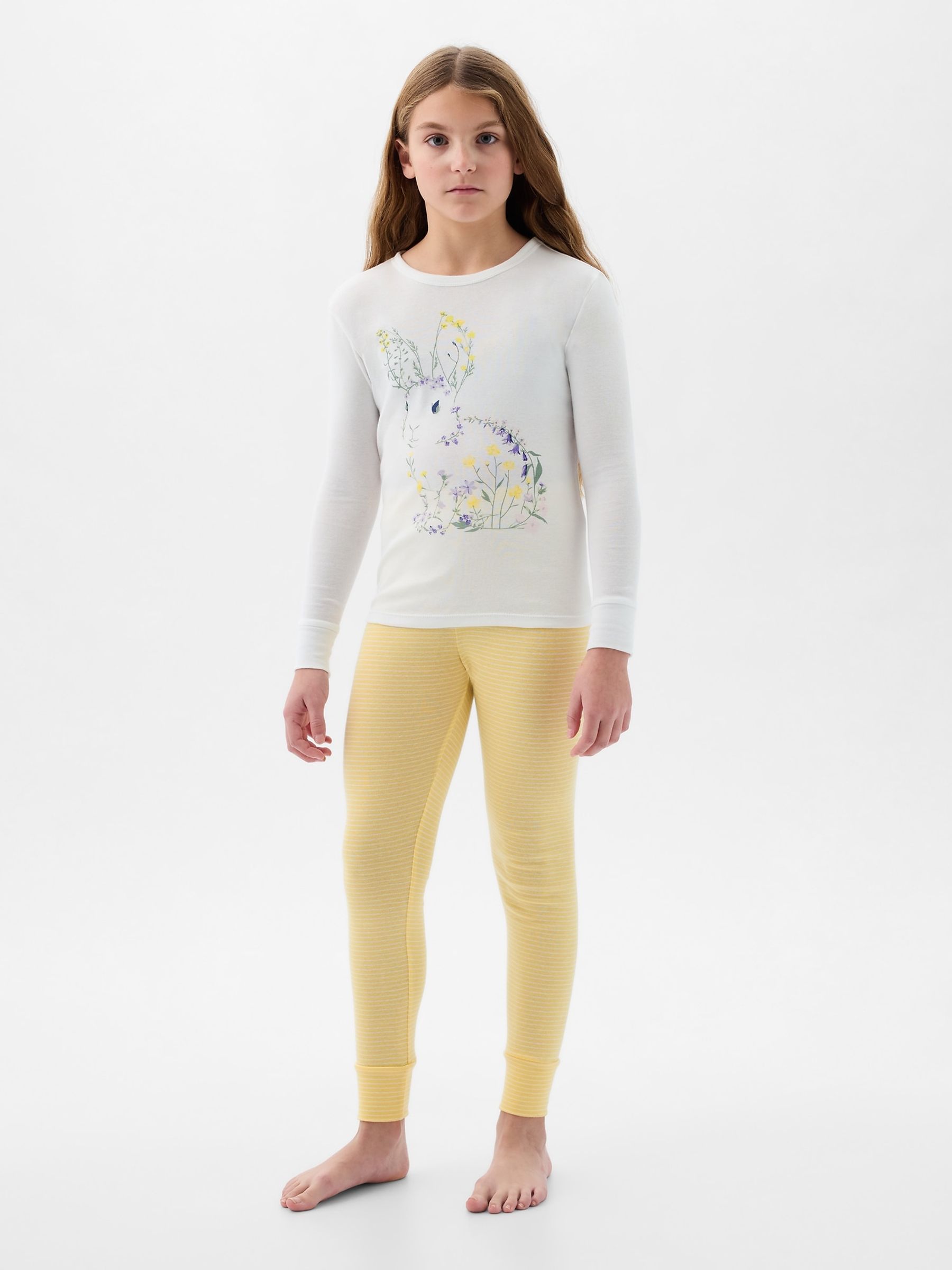 Yellow Organic Cotton Graphic Print Pyjama Set (4-13yrs) - Image 1 of 2
