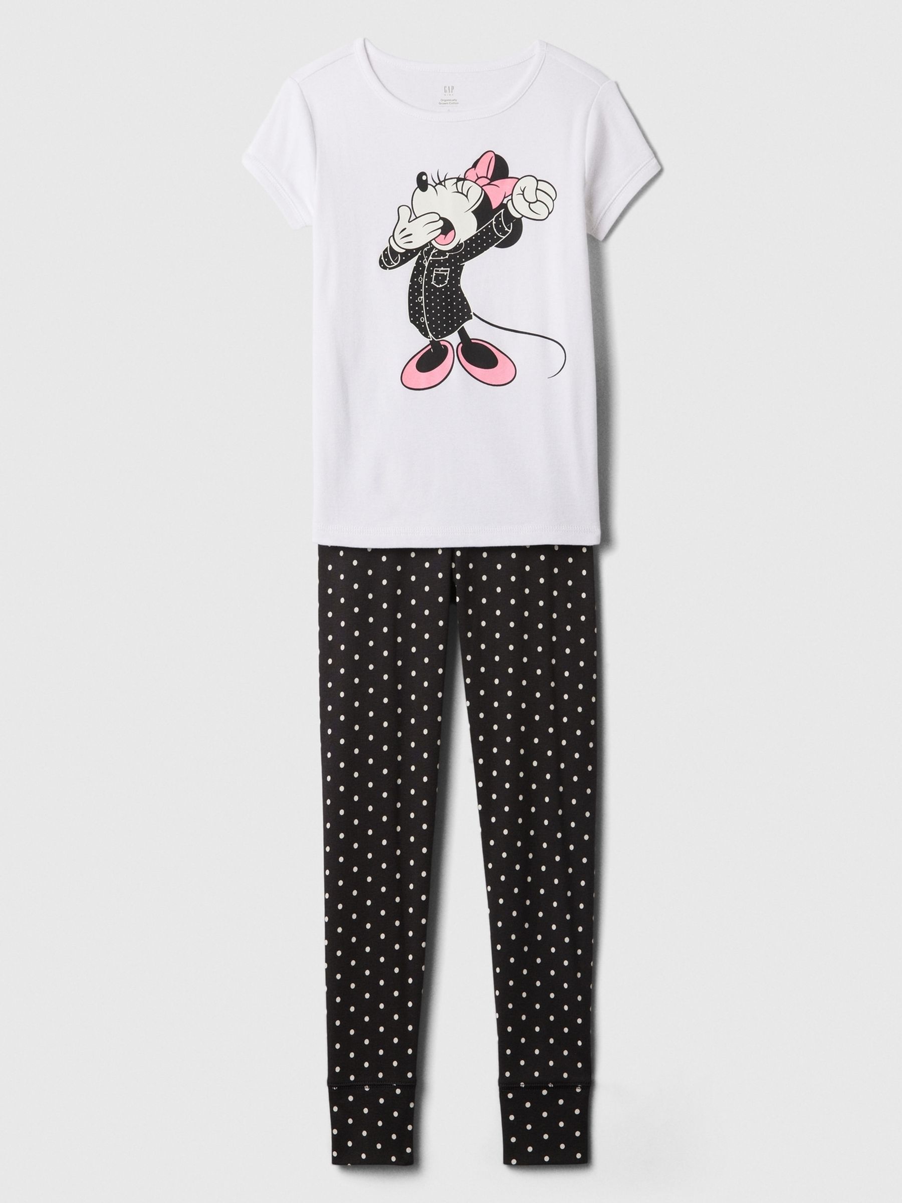 Black/White Disney Minnie Mouse Organic Cotton Short Sleeve Pyjama Set (4-13yrs) - Image 1 of 1