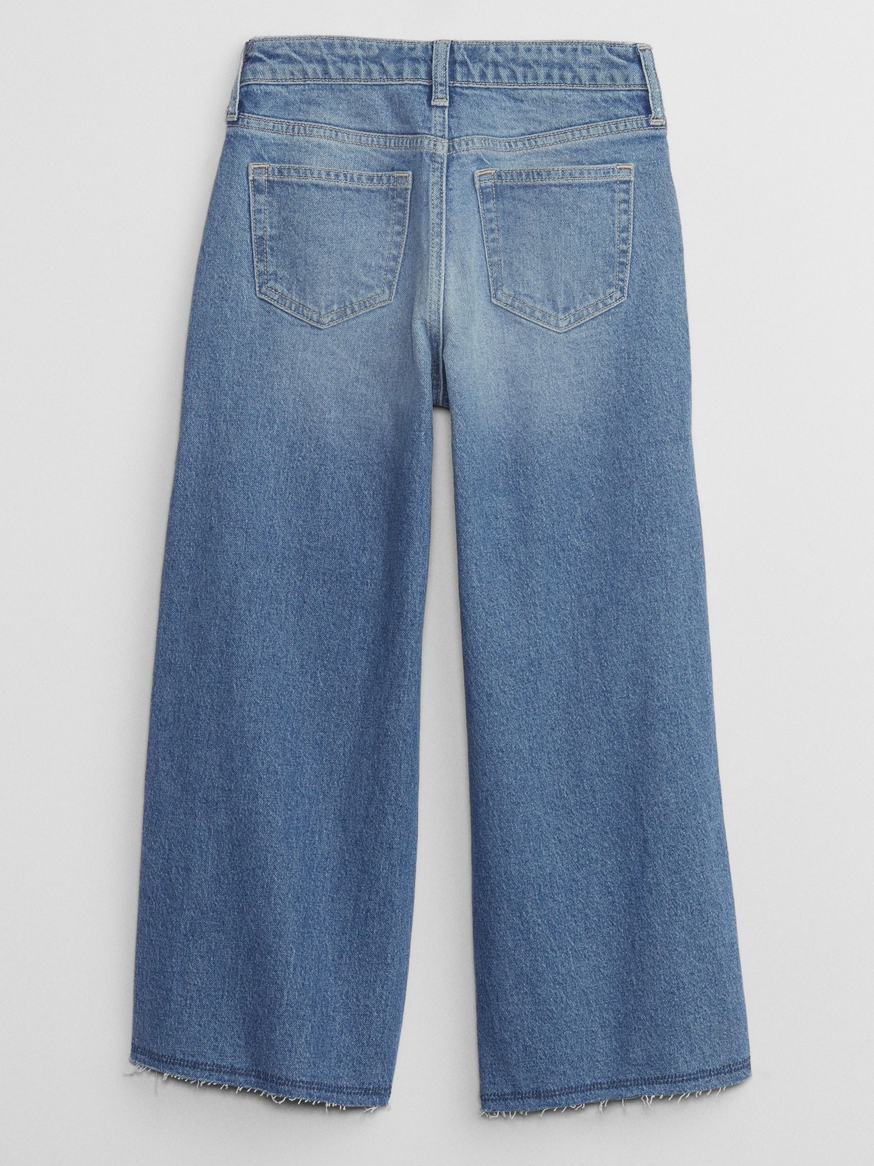 Blue High Waisted Distressed Wide Leg Ankle Jeans (5-13yrs) - Image 2 of 5