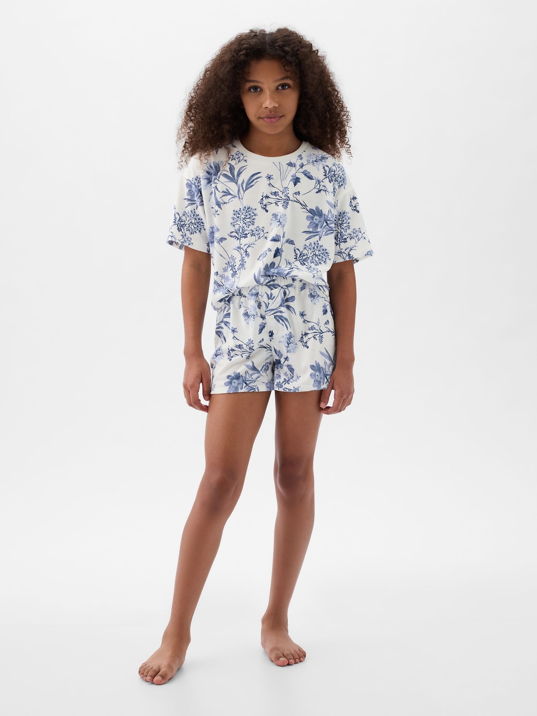Blue Pyjama Print Shorts Set (4-13yrs) - Image 1 of 2