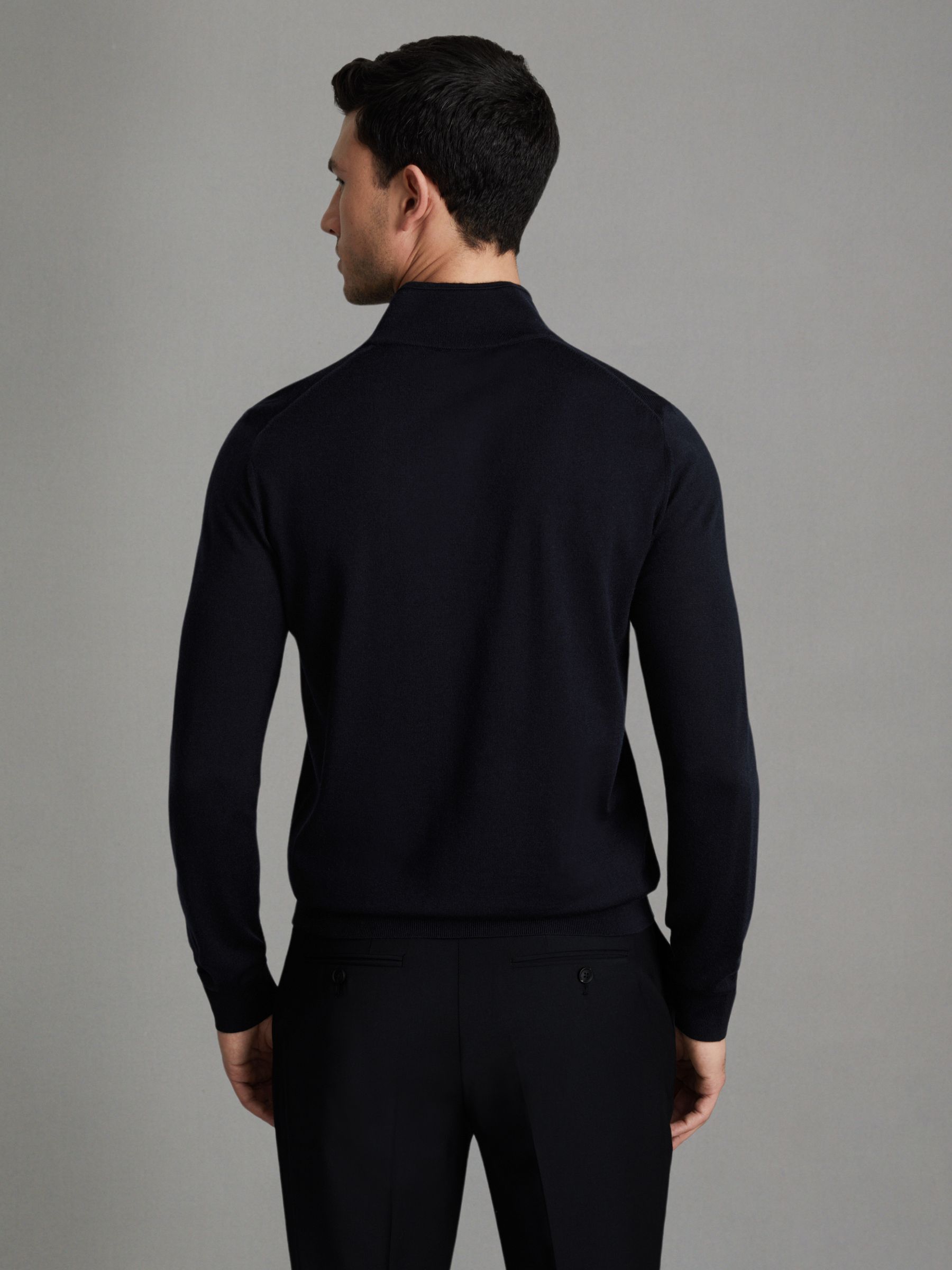 2 Pack Of Merino Wool Zip-Neck Jumpers in Navy/Derby Grey Marl - Image 7 of 7