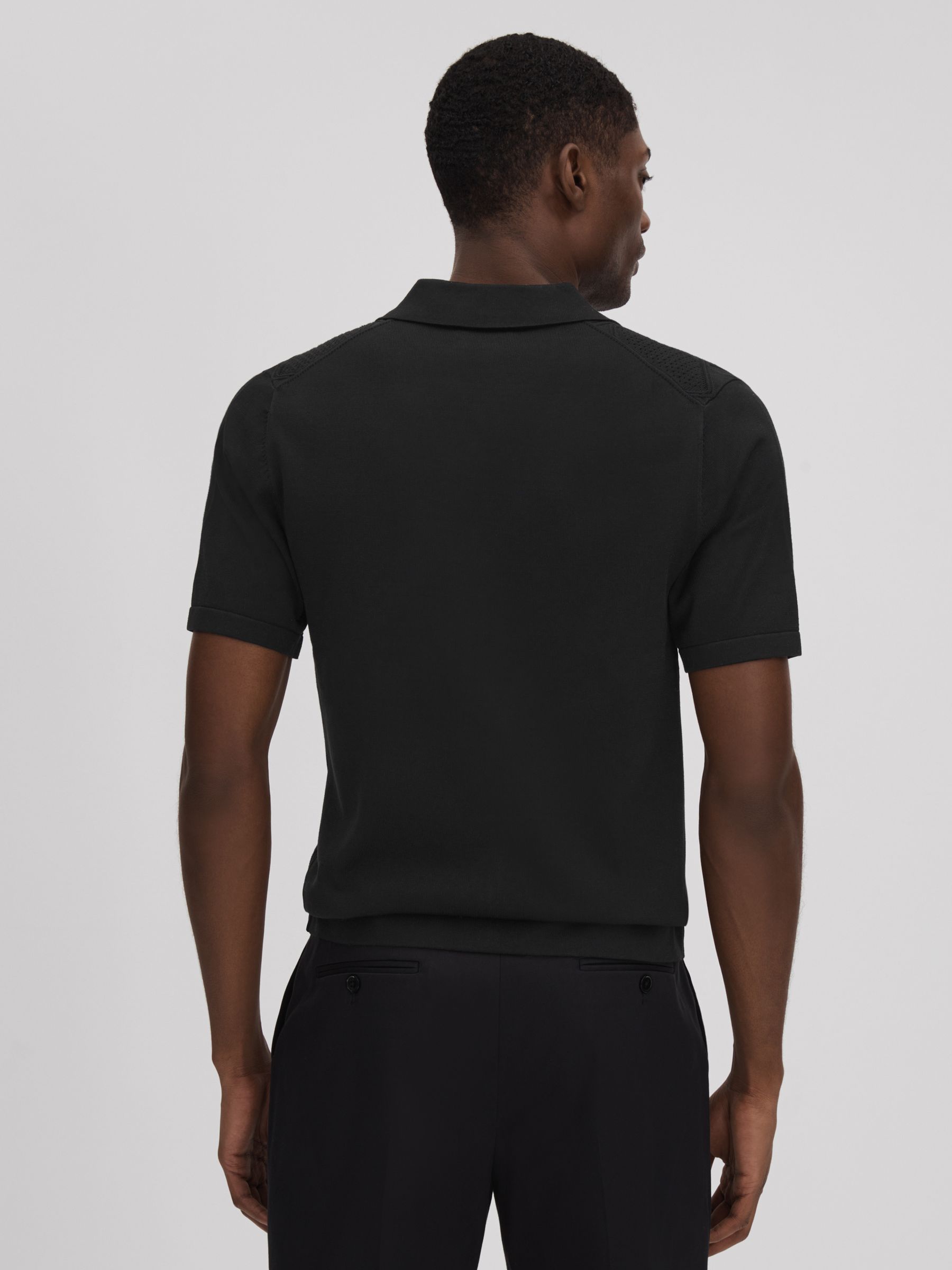 Cable Knit Cuban Collar Shirt in Black - Image 5 of 6