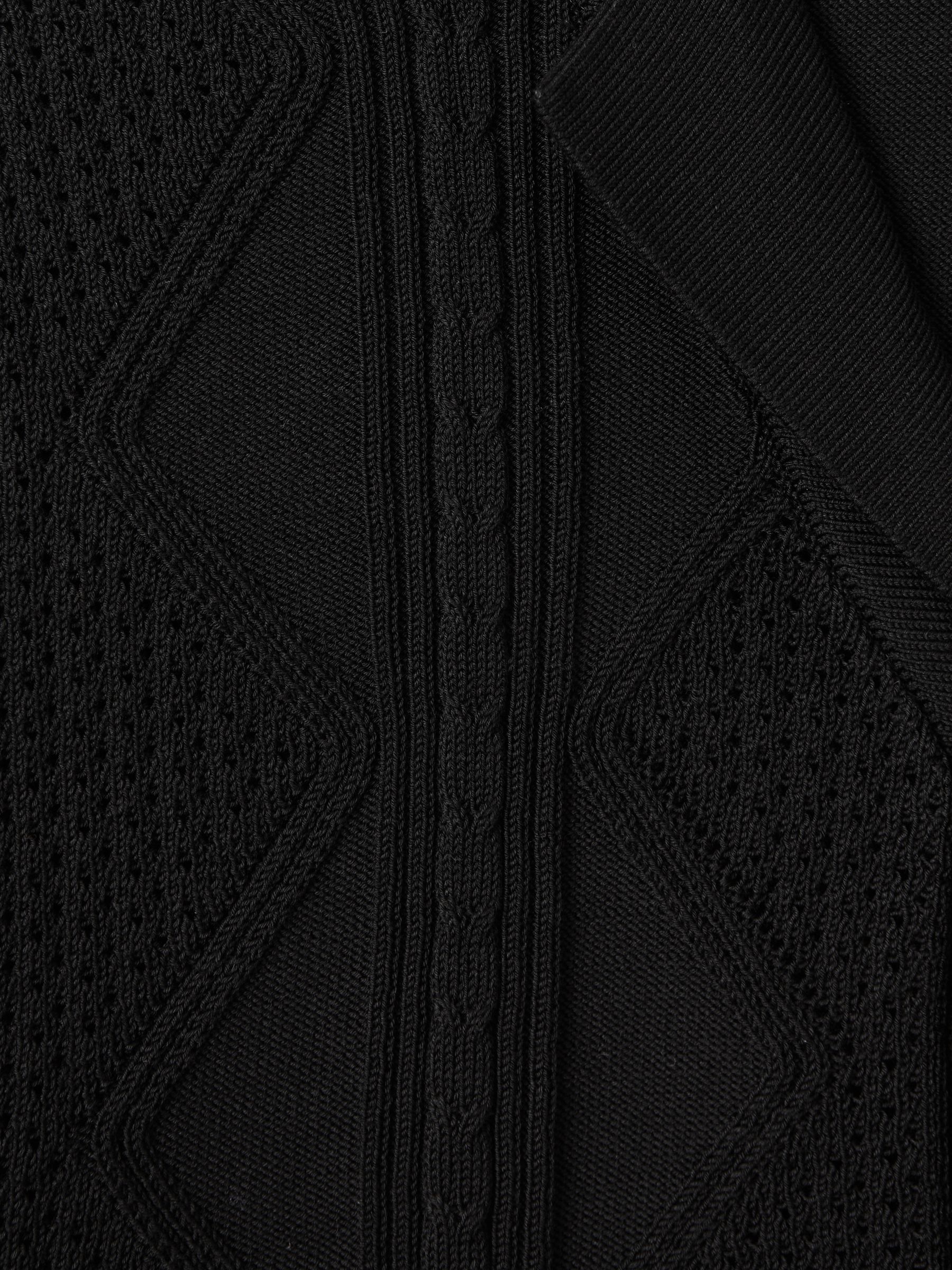 Cable Knit Cuban Collar Shirt in Black - Image 6 of 6