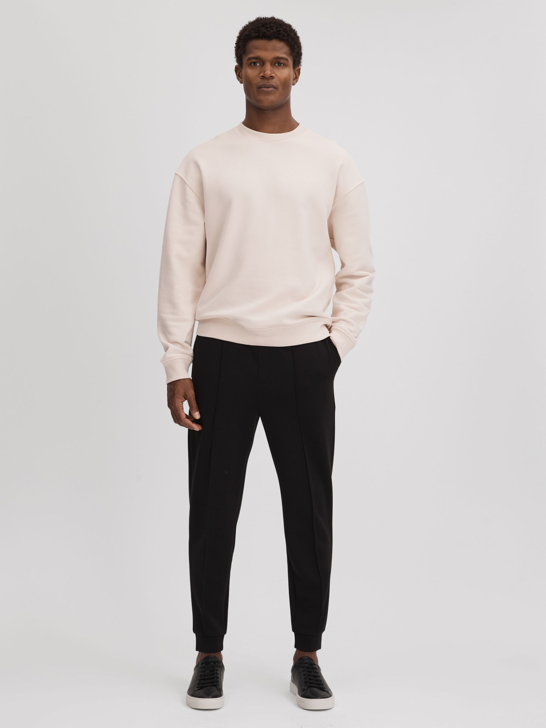 Cotton Crew Neck Sweatshirt in Off White - Image 3 of 6