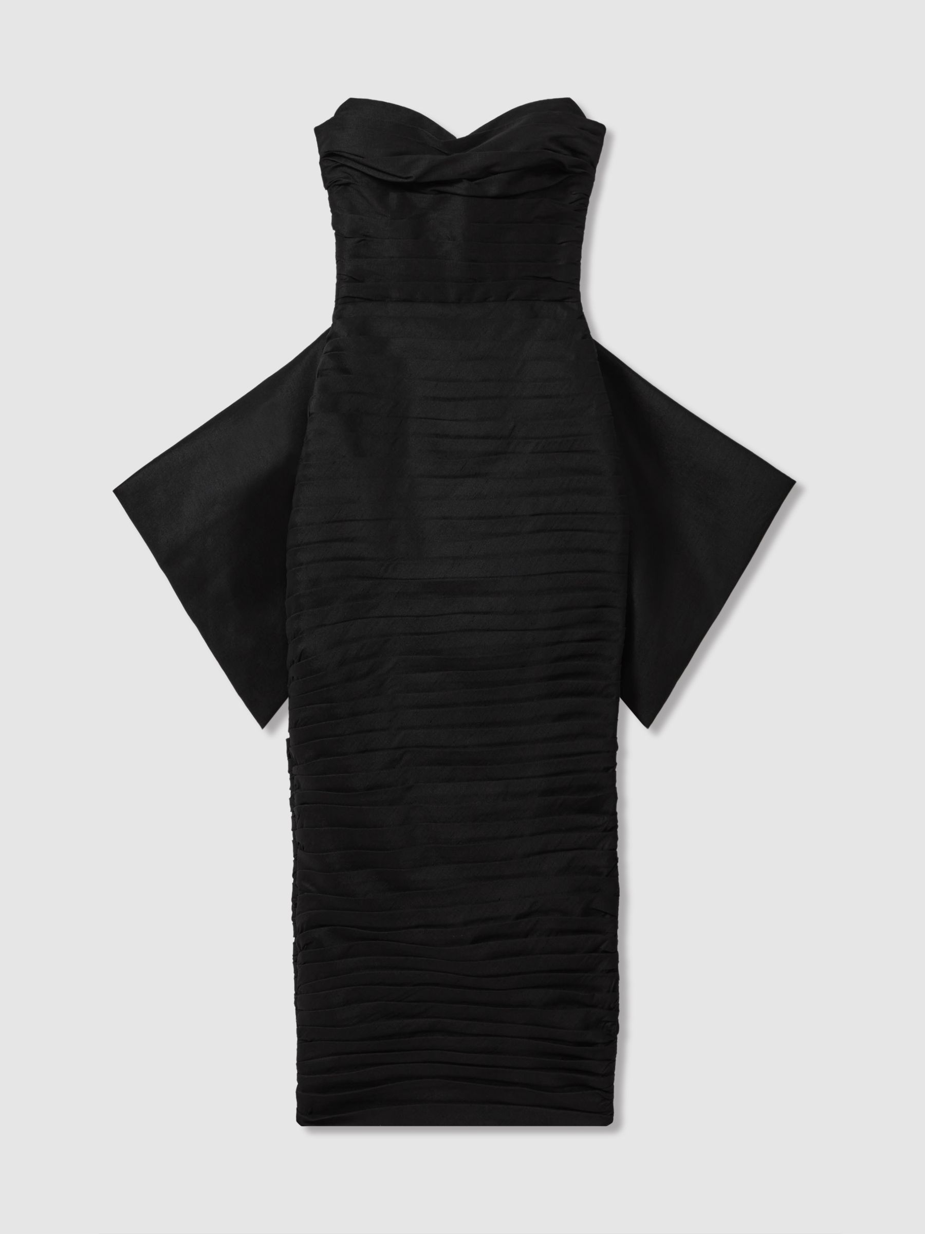 Rachel Gilbert Pleated Bow Back Midi Dress in Black - Image 2 of 4