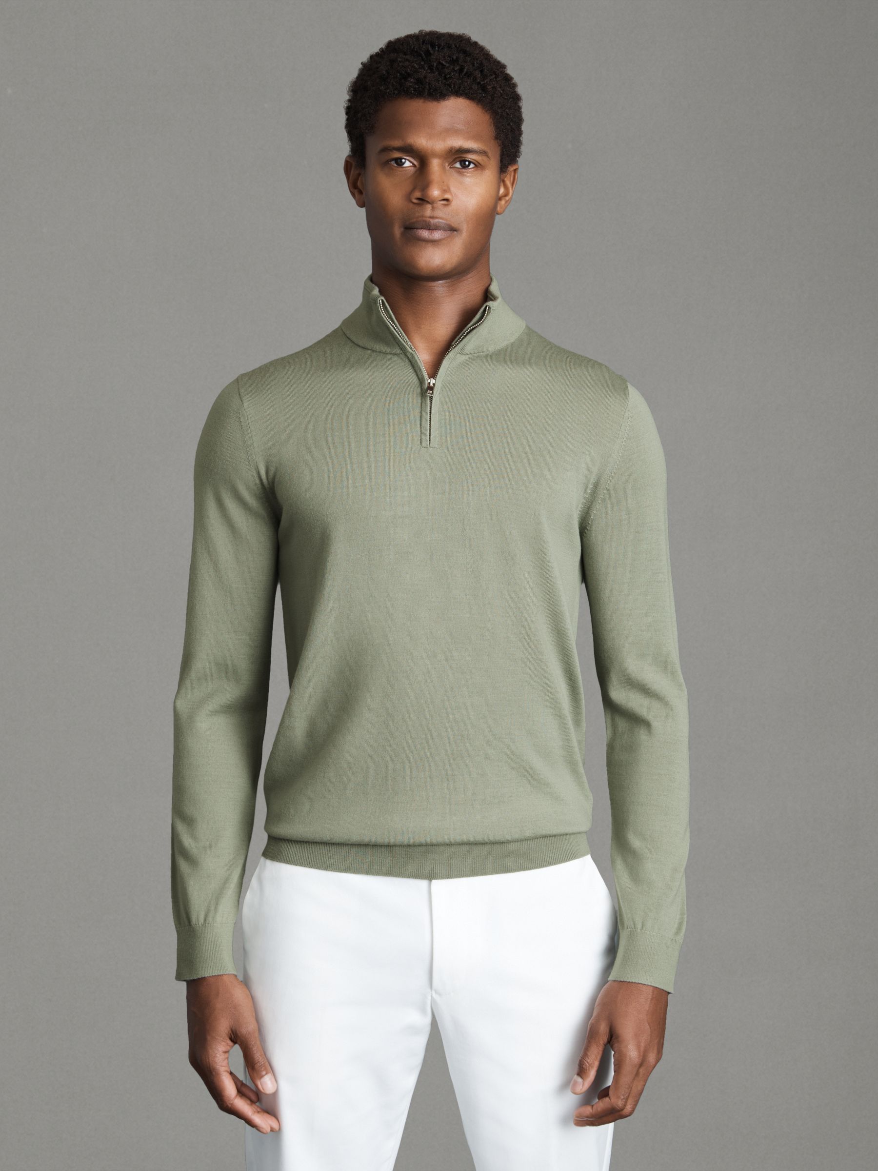 2 Pack Of Merino Wool Zip-Neck Jumpers in Kale/Dove Blue - Image 1 of 5 2 Pack Of Merino Wool Zip-Neck Jumpers in Kale/Dove Blue - Image 1 of 5
