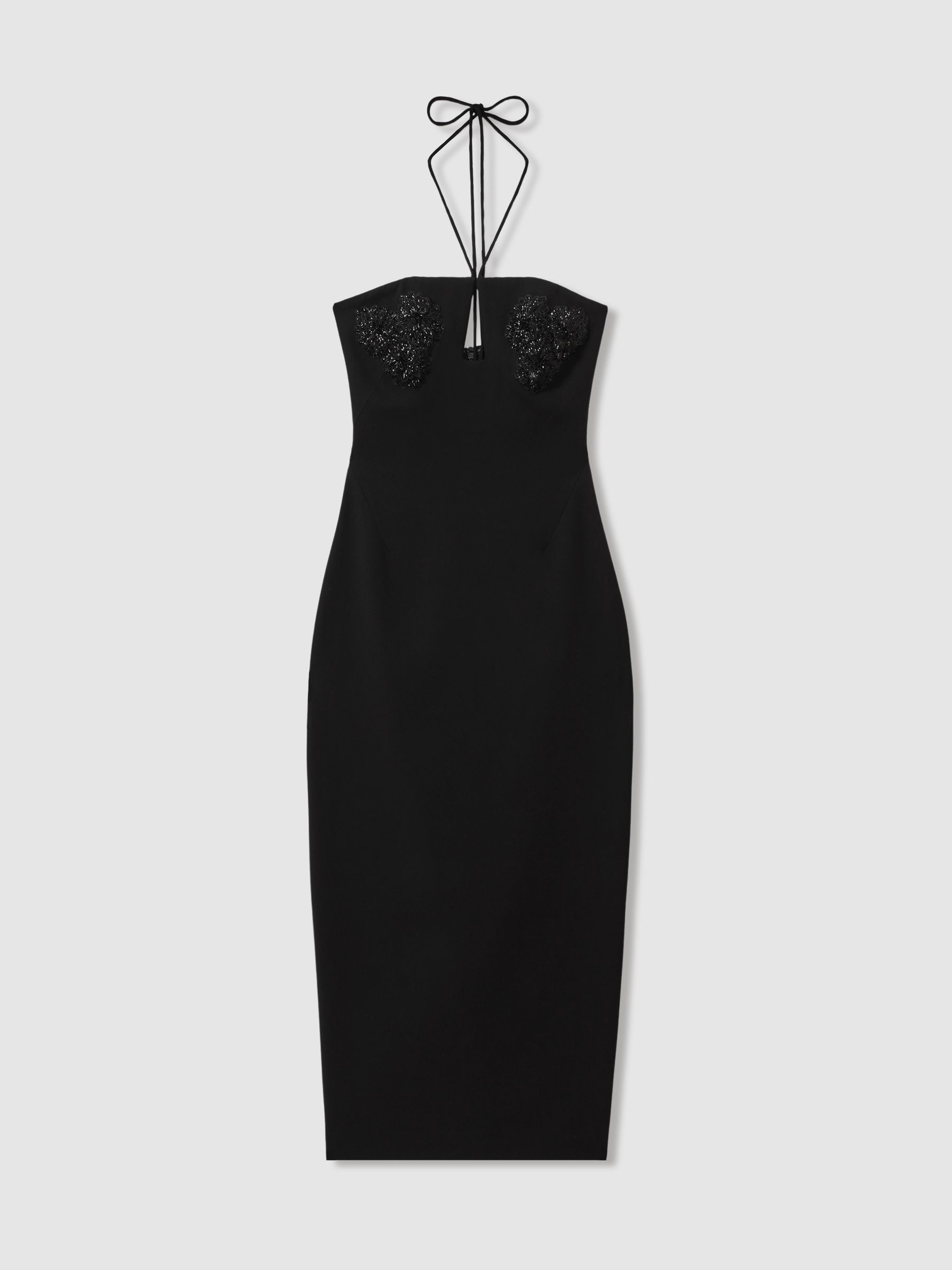 Rachel Gilbert Embellished Bodycon Midi Dress in Black - Image 2 of 4