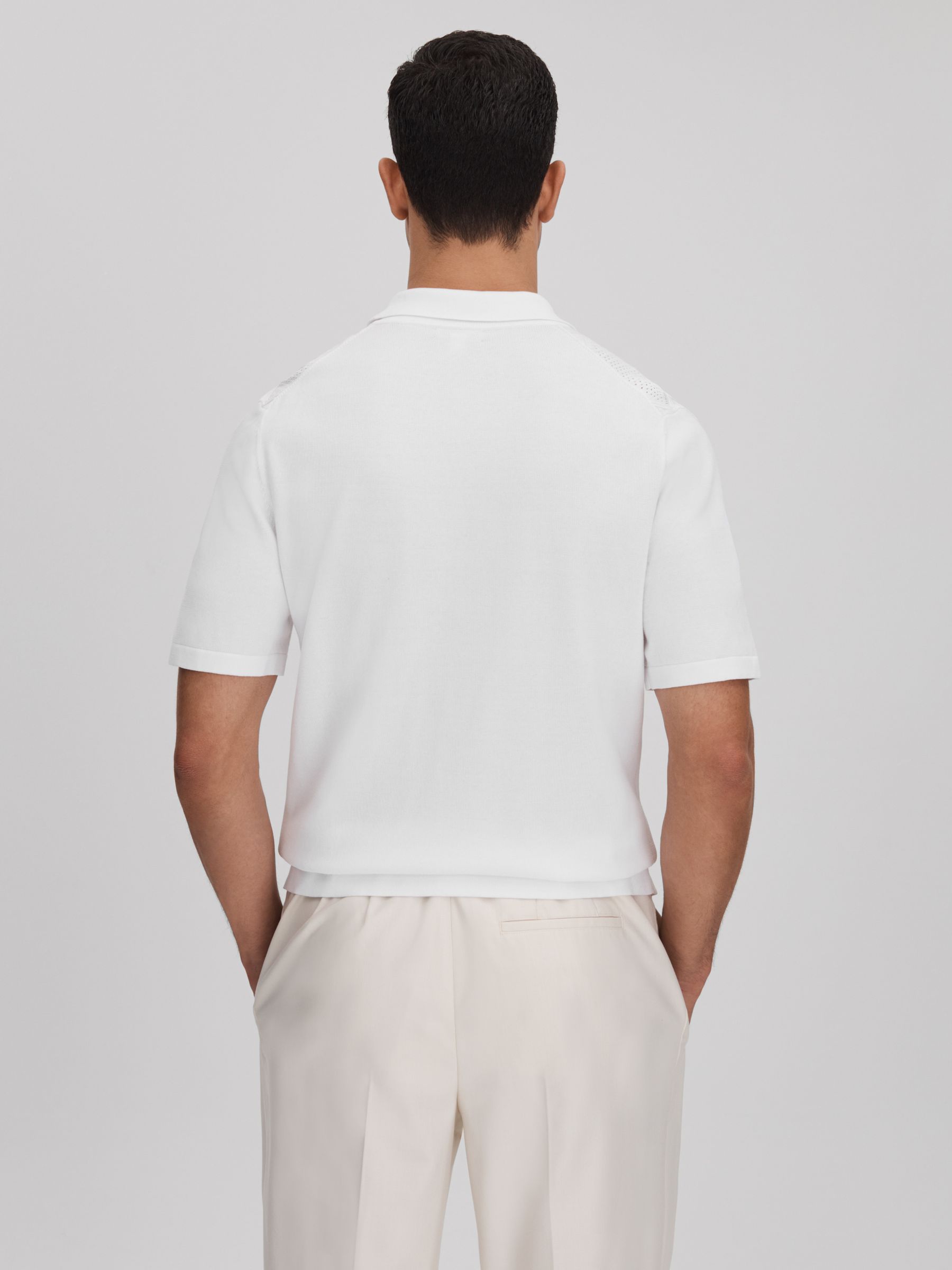 Cable Knit Cuban Collar Shirt in White - Image 5 of 6