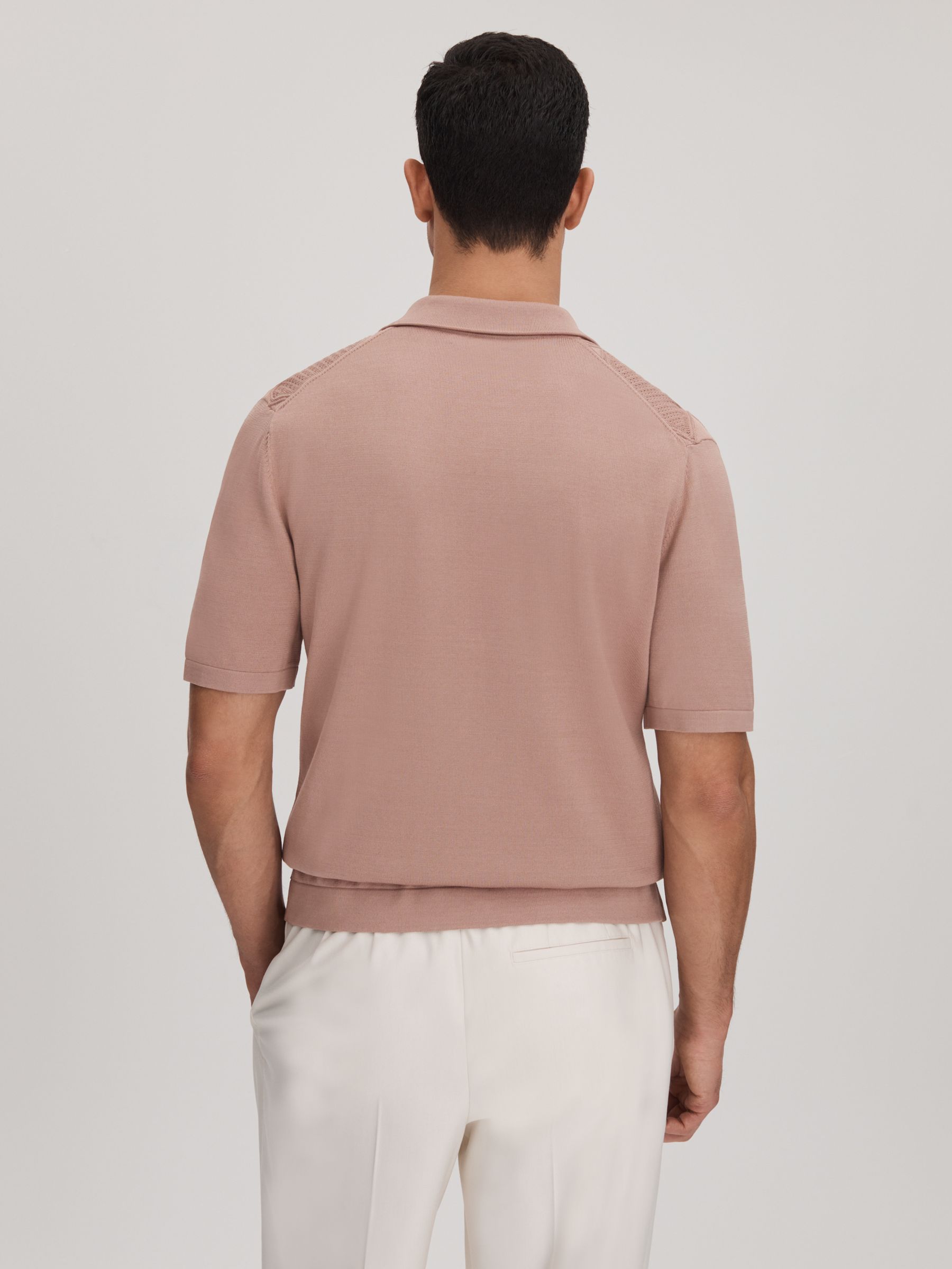 Cable Knit Cuban Collar Shirt in Rose - Image 5 of 6