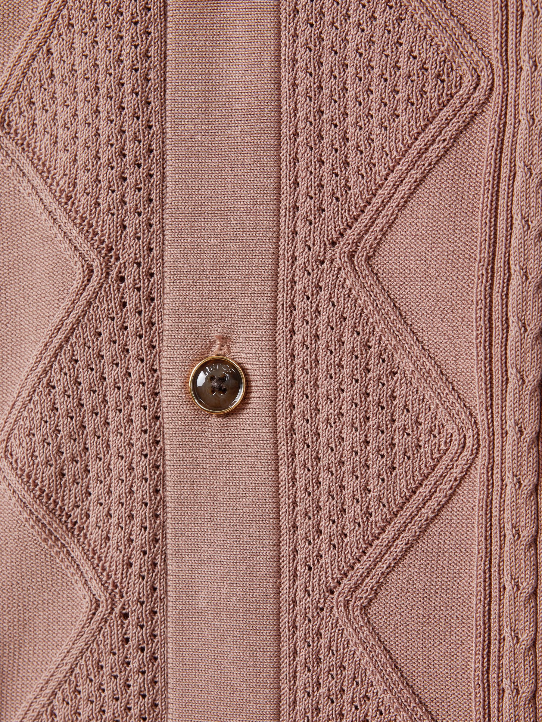 Cable Knit Cuban Collar Shirt in Rose - Image 6 of 6
