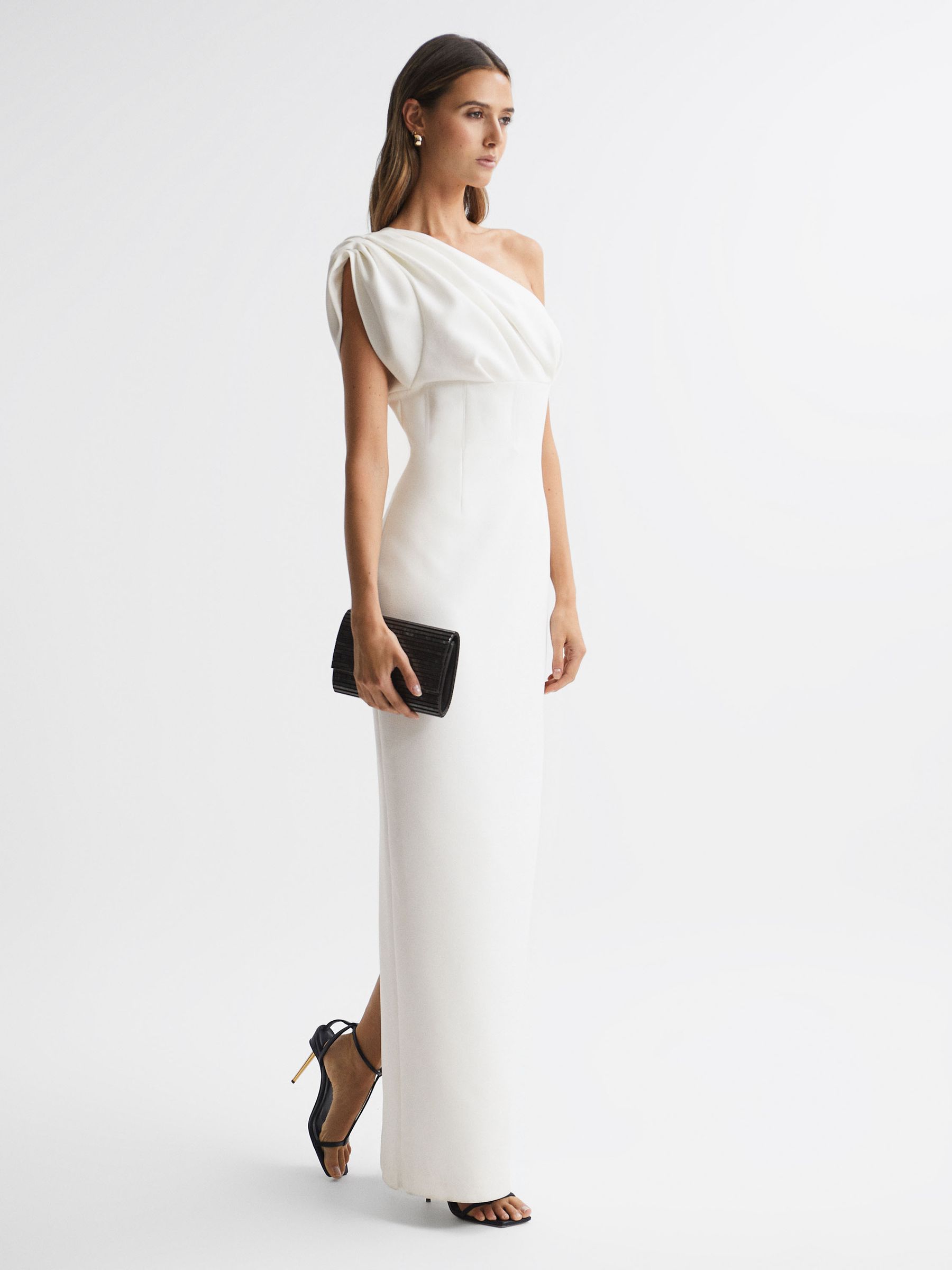 Rachel Gilbert One-Shoulder Maxi Dress in Ivory - Image 1 of 5