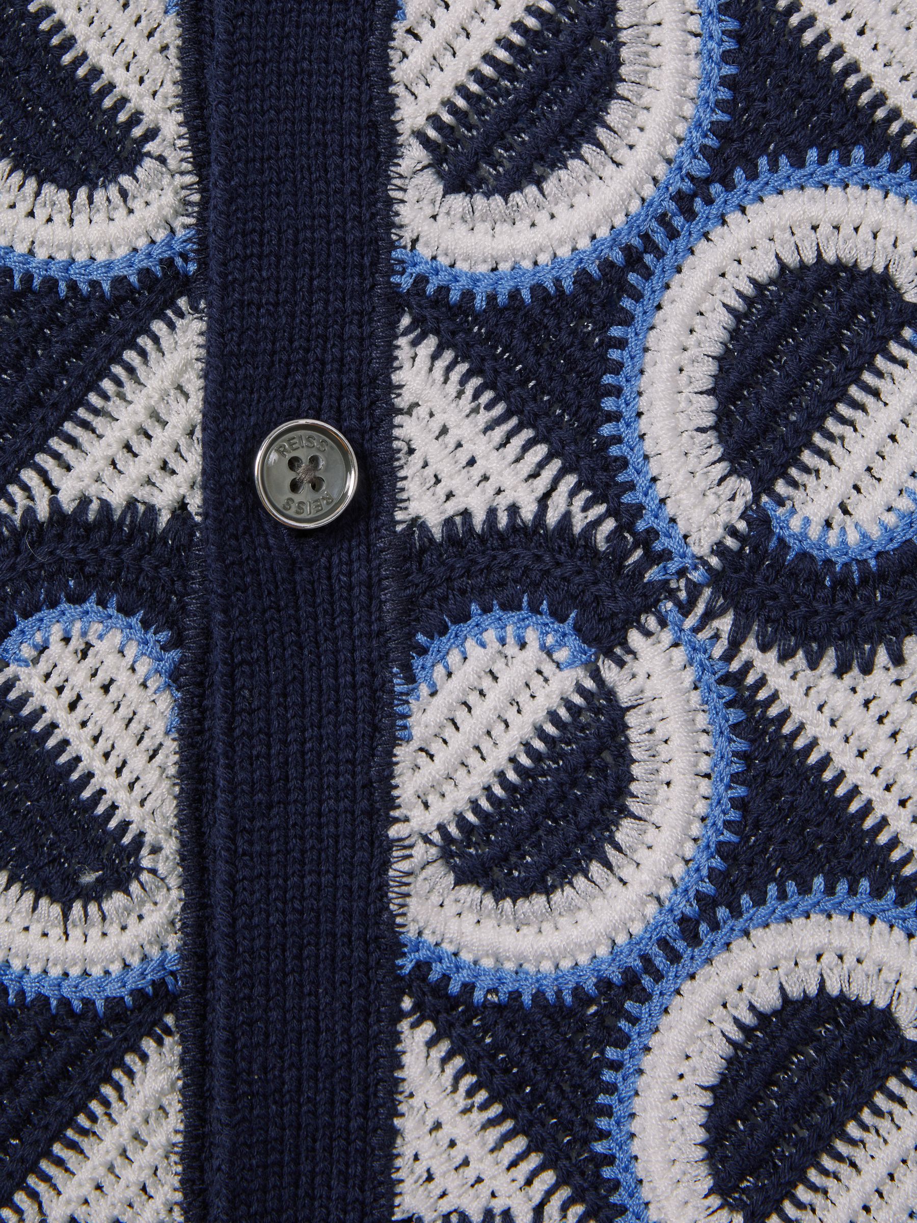 Crochet Cuban Collar Shirt in Navy - Image 7 of 7