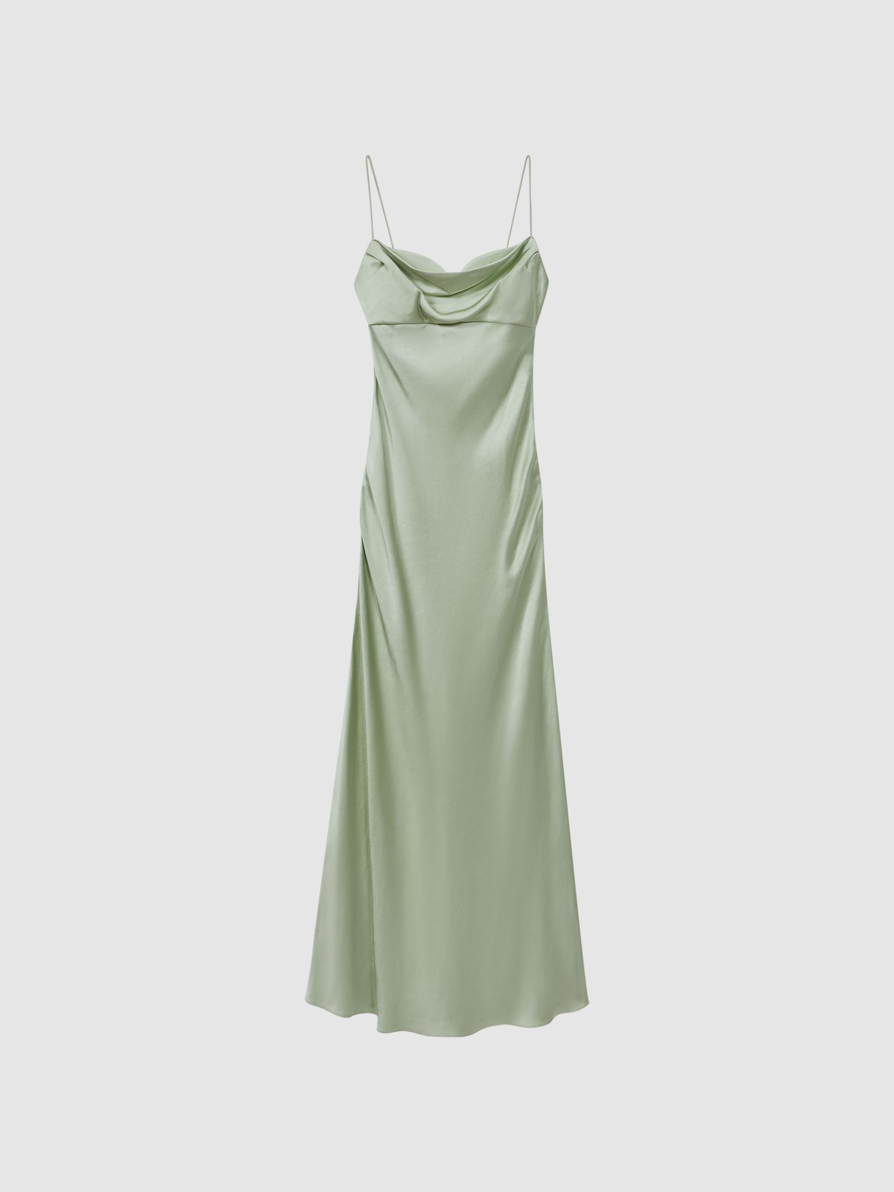 Rachel Gilbert Seafoam Satin Cowl Neck Maxi Dress in Seafoam - Image 2 of 6 Rachel Gilbert Seafoam Satin Cowl Neck Maxi Dress in Seafoam - Image 2 of 6