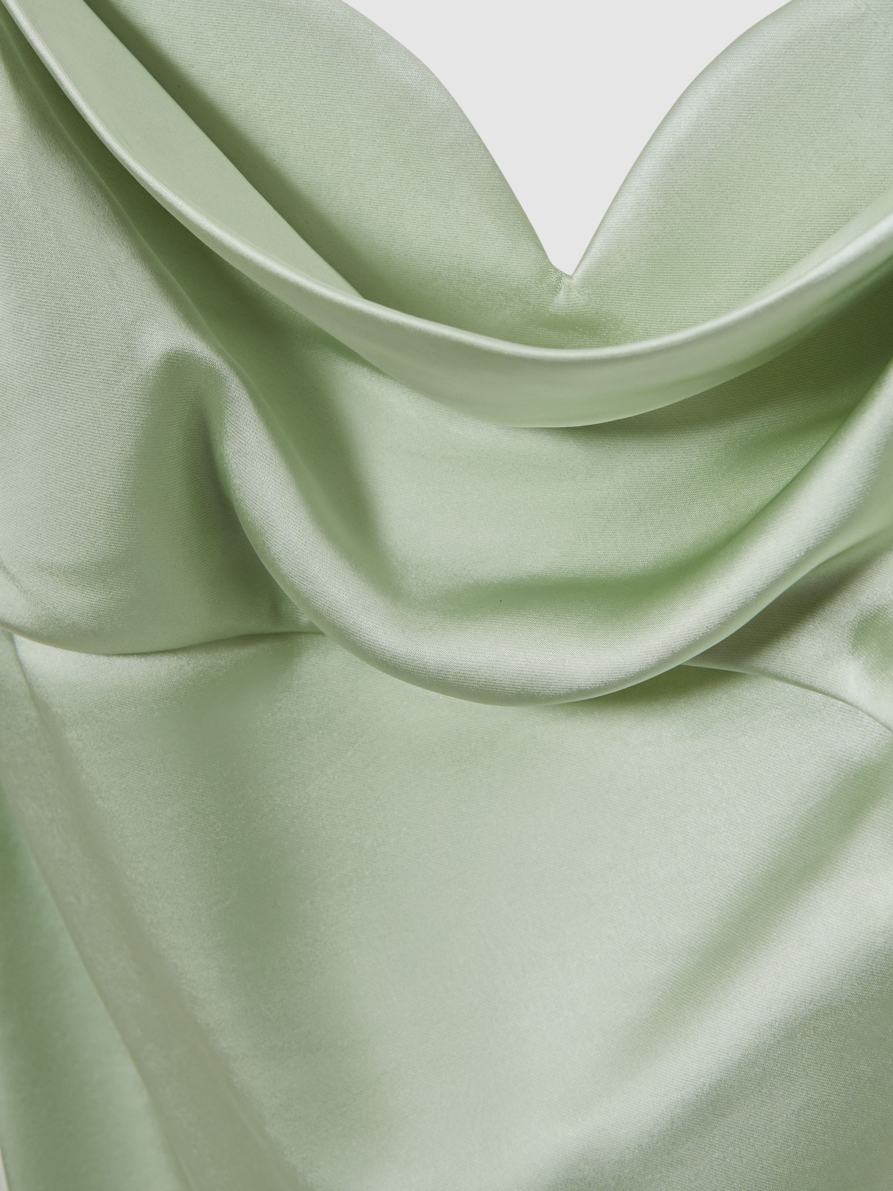 Rachel Gilbert Seafoam Satin Cowl Neck Maxi Dress in Seafoam - Image 6 of 6