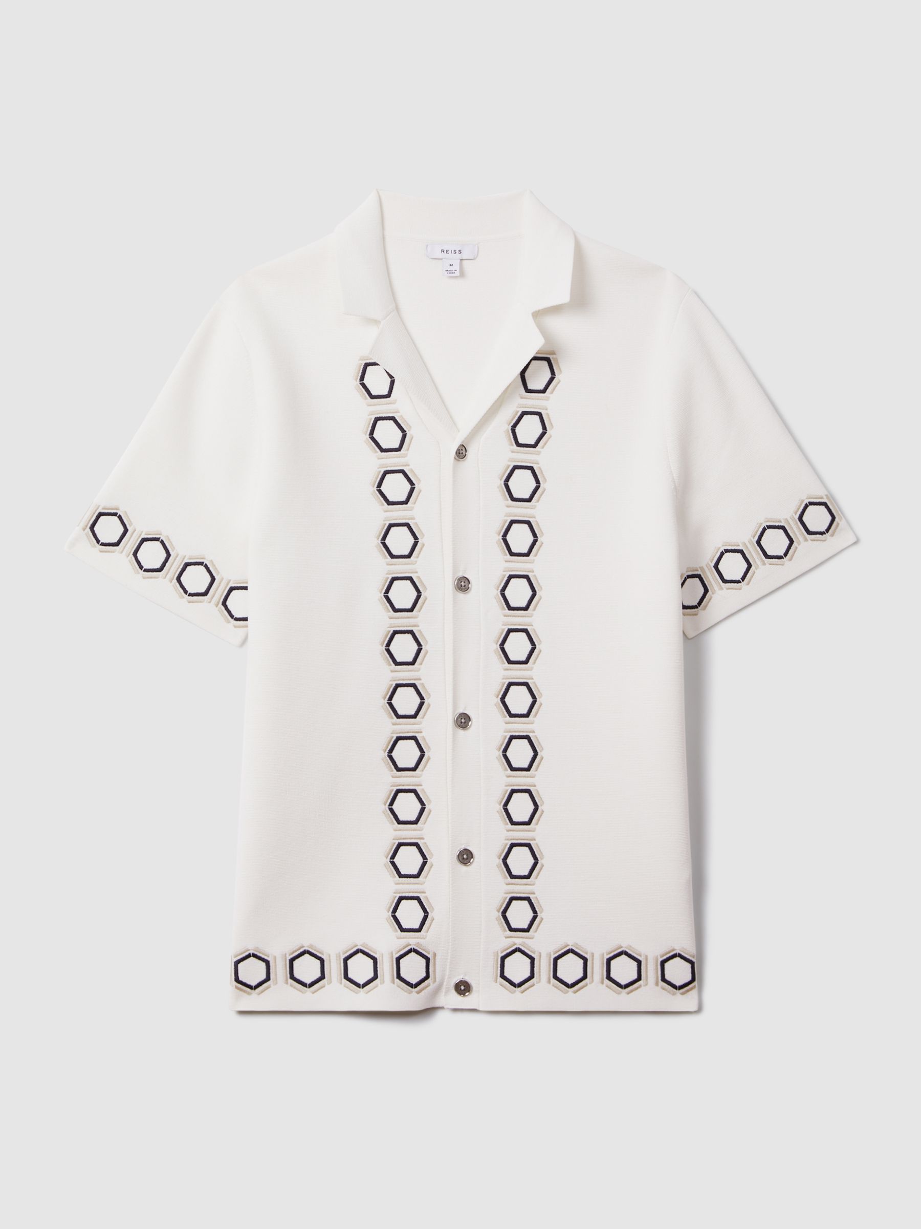 Knitted Cuban Collar Shirt in White - Image 2 of 7