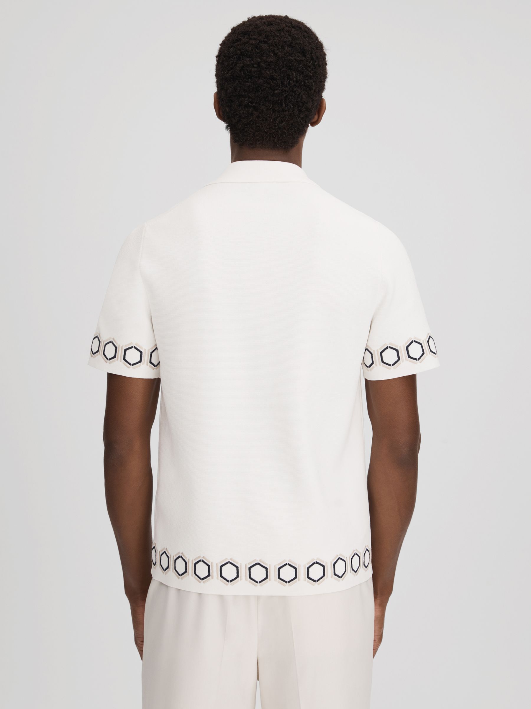 Knitted Cuban Collar Shirt in White - Image 5 of 7