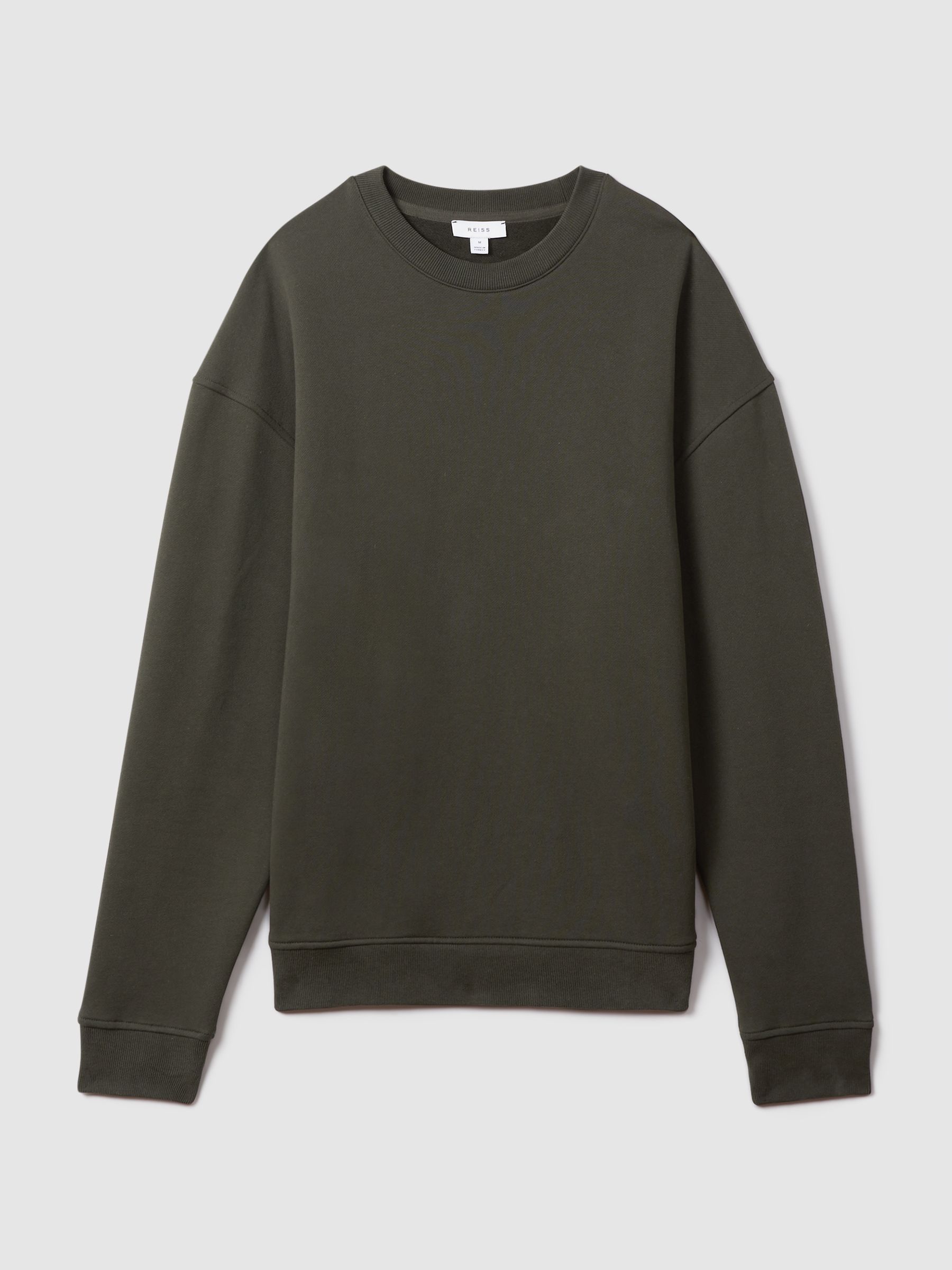 Cotton Crew Neck Sweatshirt in Khaki - Image 2 of 5