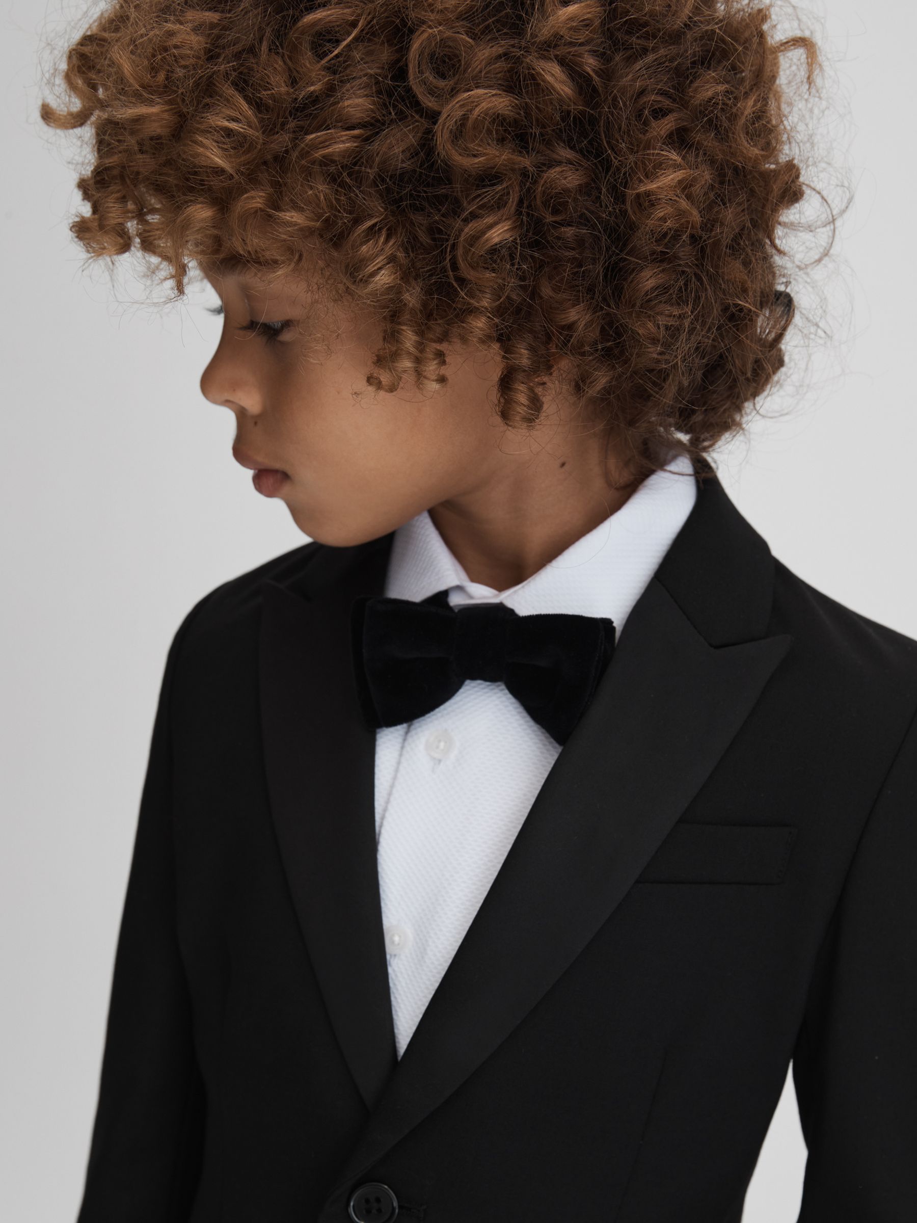 3-9 yrs Tuxedo Satin Single Breasted Blazer in Black - Image 5 of 6