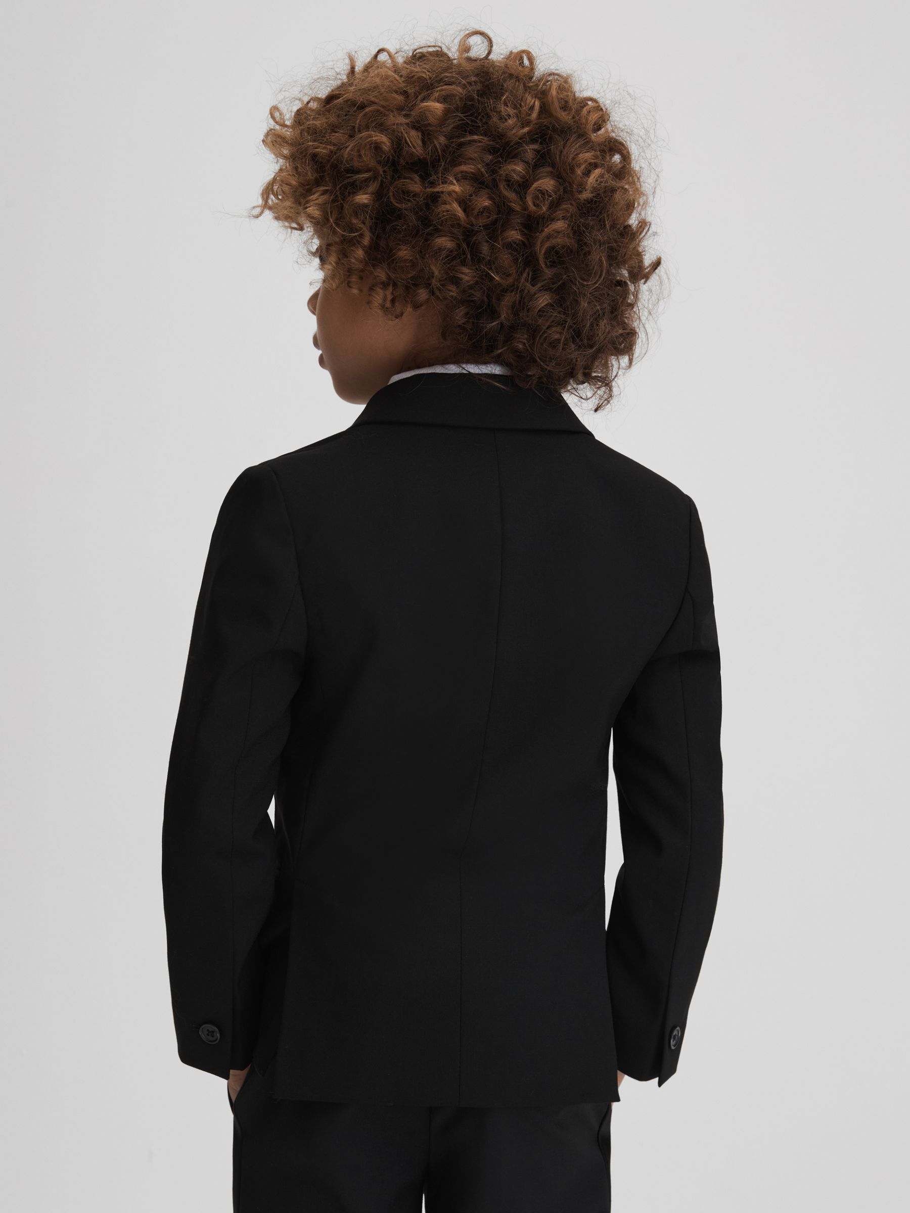 3-9 yrs Tuxedo Satin Single Breasted Blazer in Black - Image 6 of 6
