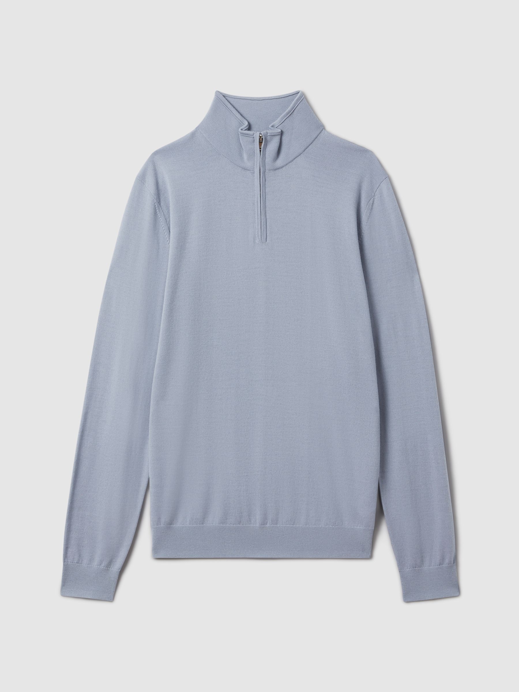 Blackhall China Blue Merino Wool Half-Zip Funnel Neck Jumper - Image 2 of 5