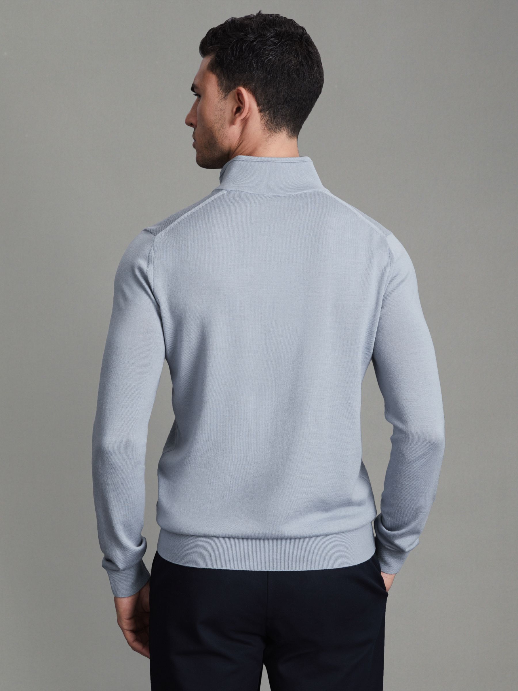 Blackhall China Blue Merino Wool Half-Zip Funnel Neck Jumper - Image 5 of 5