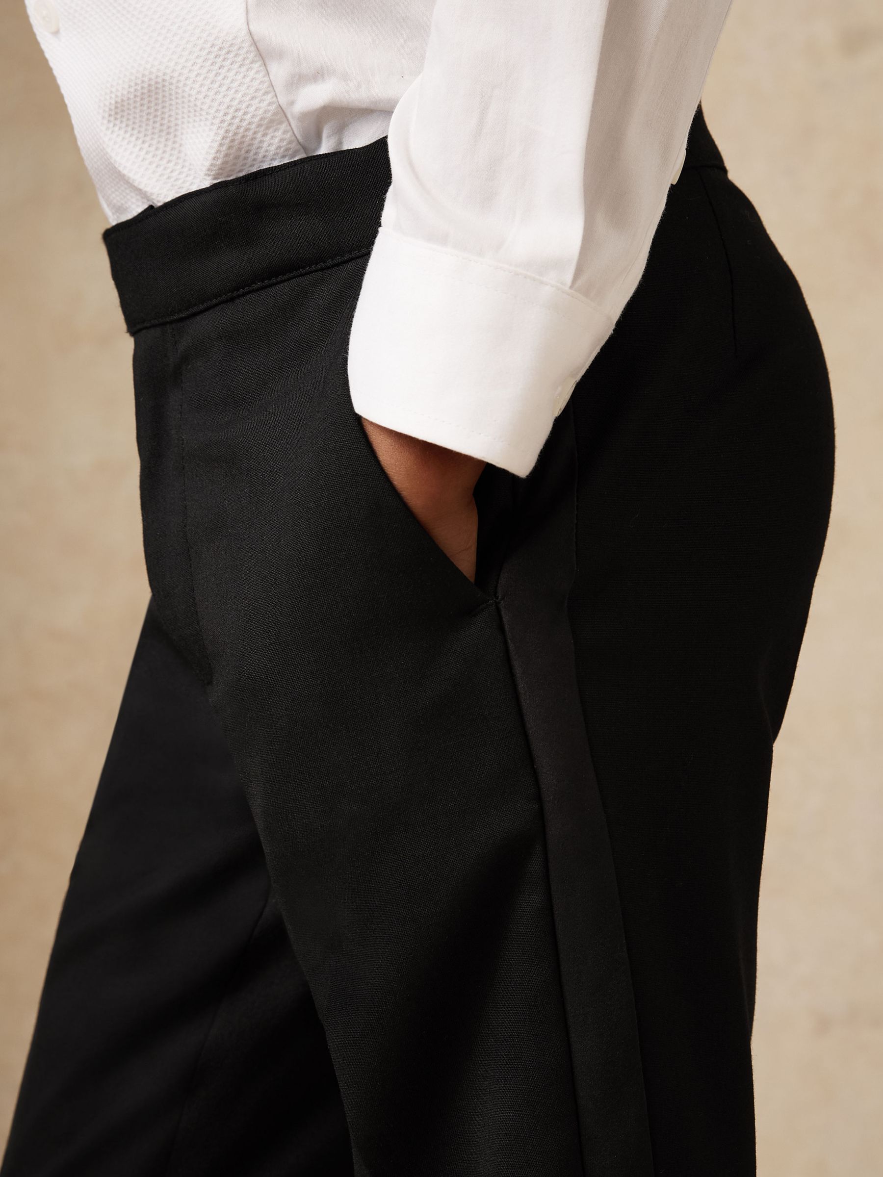 9-13 yrs Tuxedo Satin Stripe Trousers in Black - Image 1 of 5