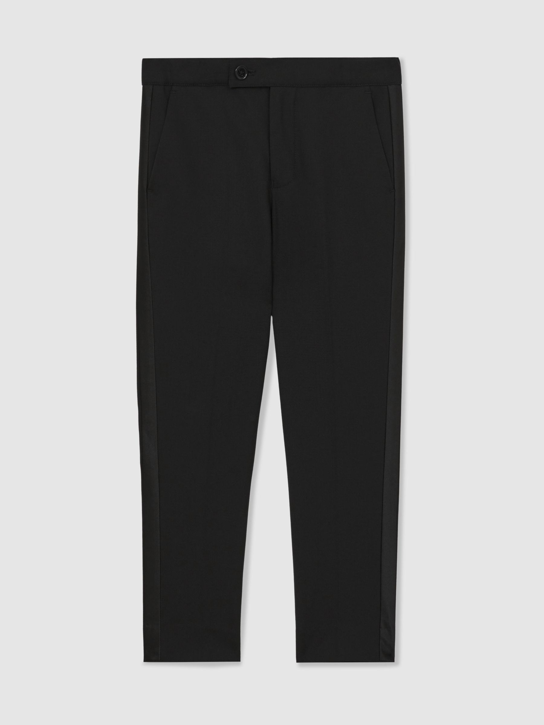 9-13 yrs Tuxedo Satin Stripe Trousers in Black - Image 2 of 5