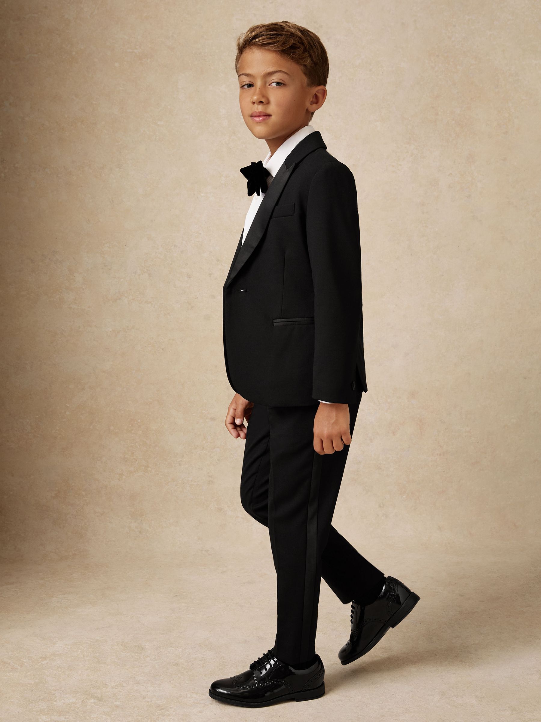 9-13 yrs Tuxedo Satin Stripe Trousers in Black - Image 3 of 5