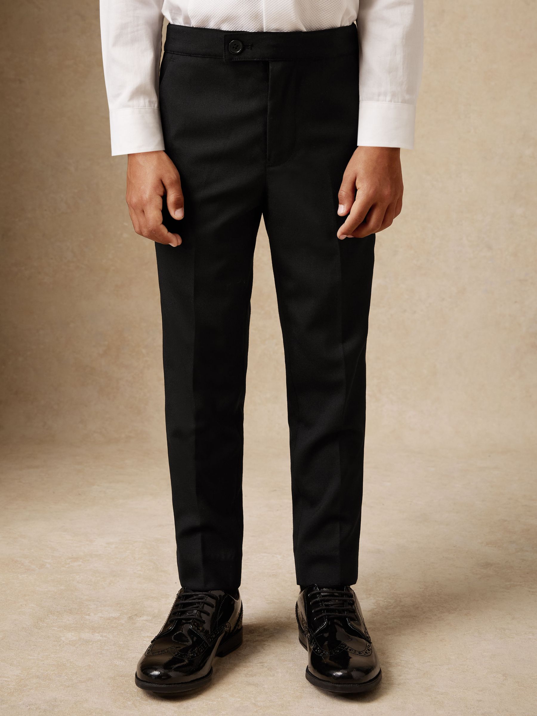9-13 yrs Tuxedo Satin Stripe Trousers in Black - Image 4 of 5