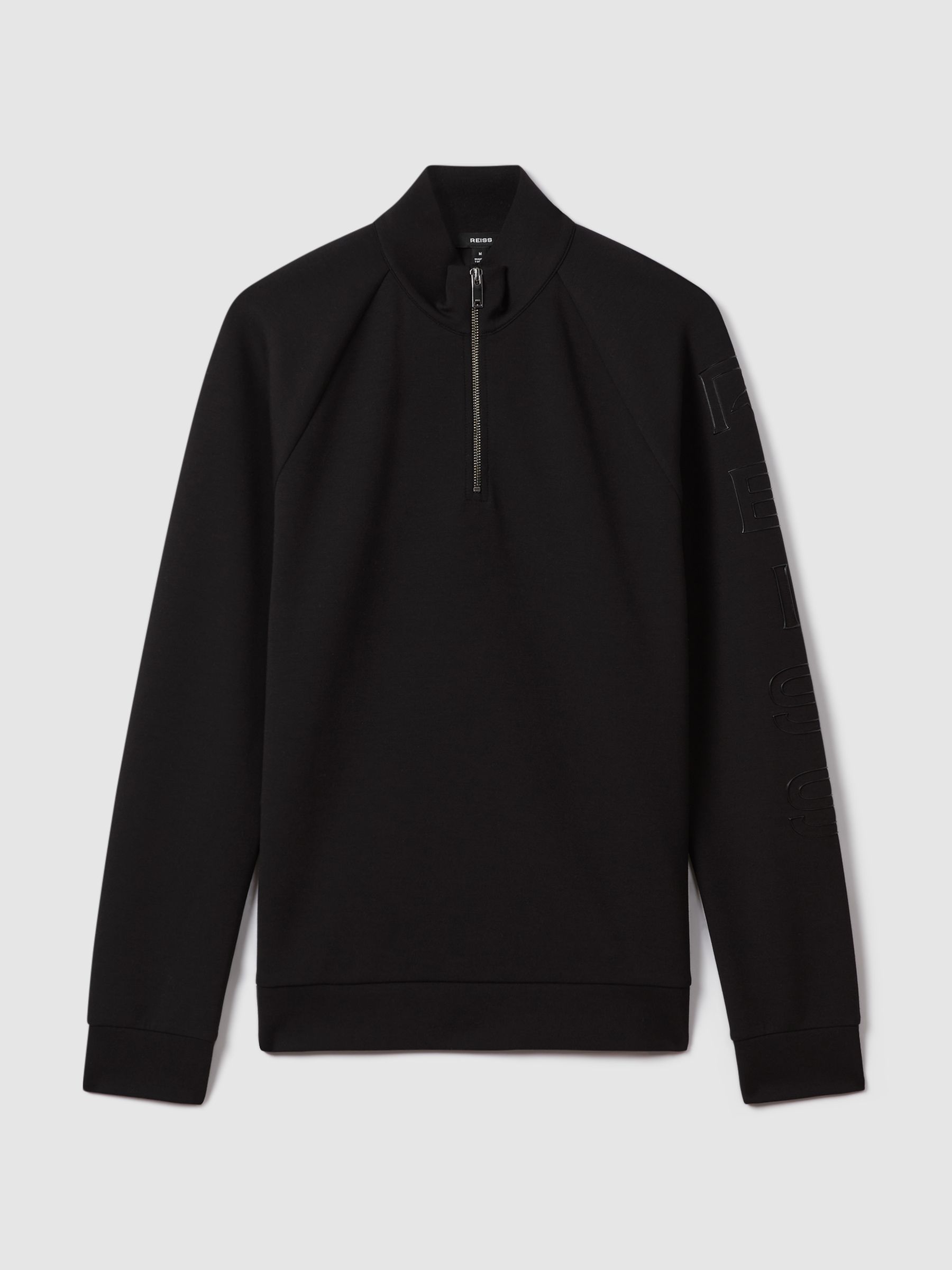 Interlock Jersey Half-Zip Funnel Neck Sweatshirt in Black - Image 2 of 7