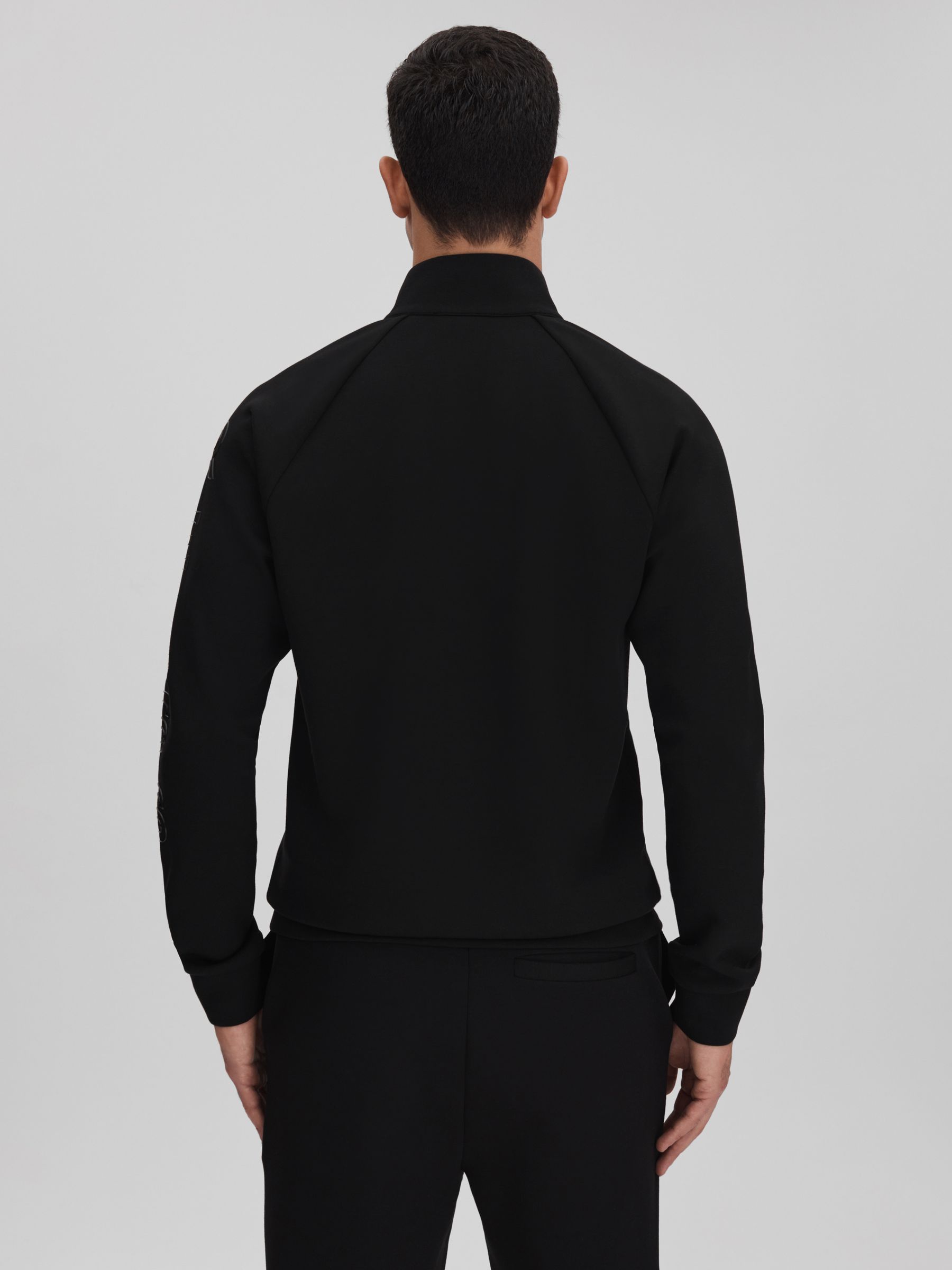 Interlock Jersey Half-Zip Funnel Neck Sweatshirt in Black - Image 6 of 7