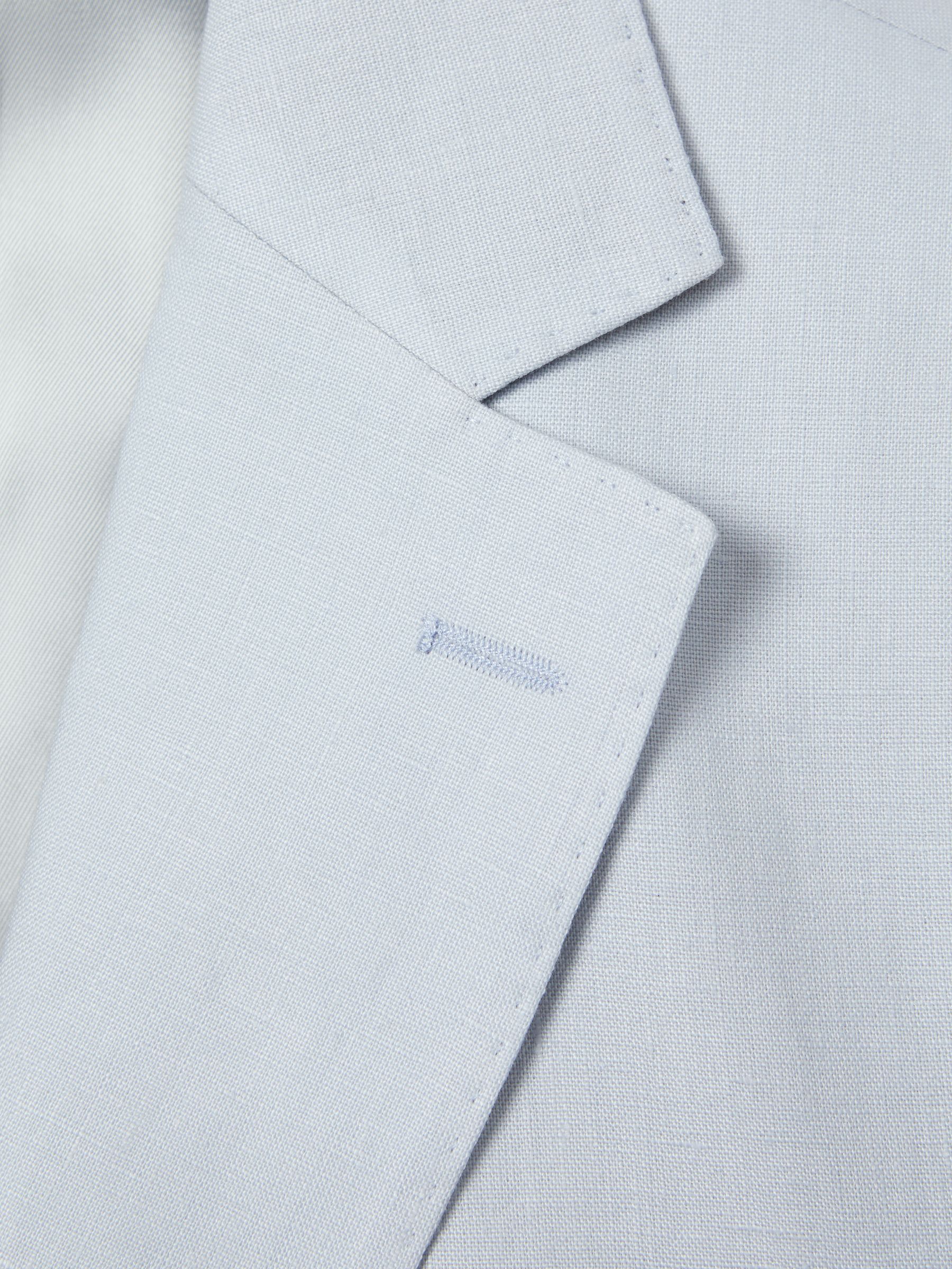 Slim Fit Single Breasted Linen Blazer in Soft Blue - Image 6 of 6