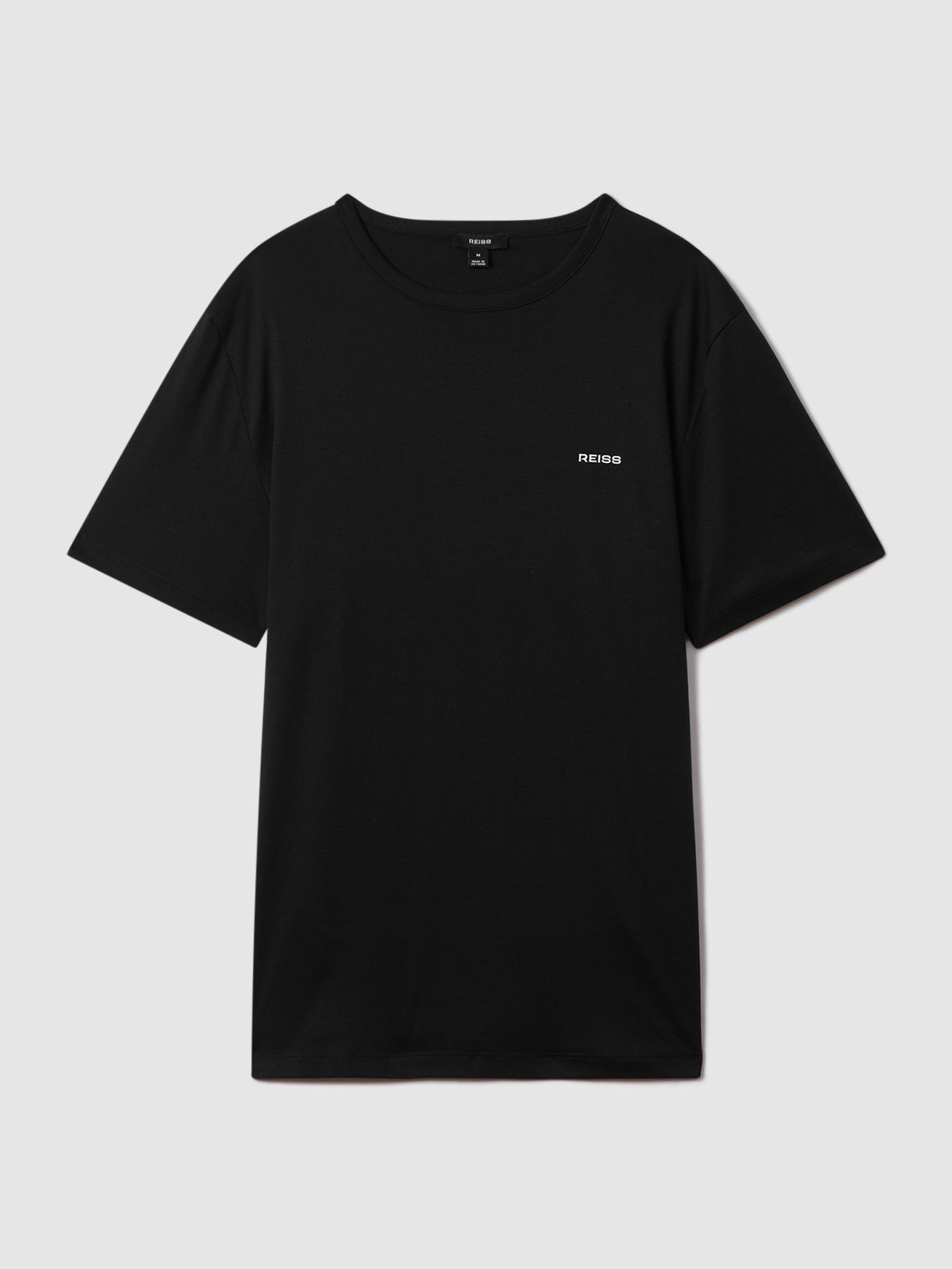 Slim Fit Cotton Crew T-Shirt in Black - Image 2 of 6