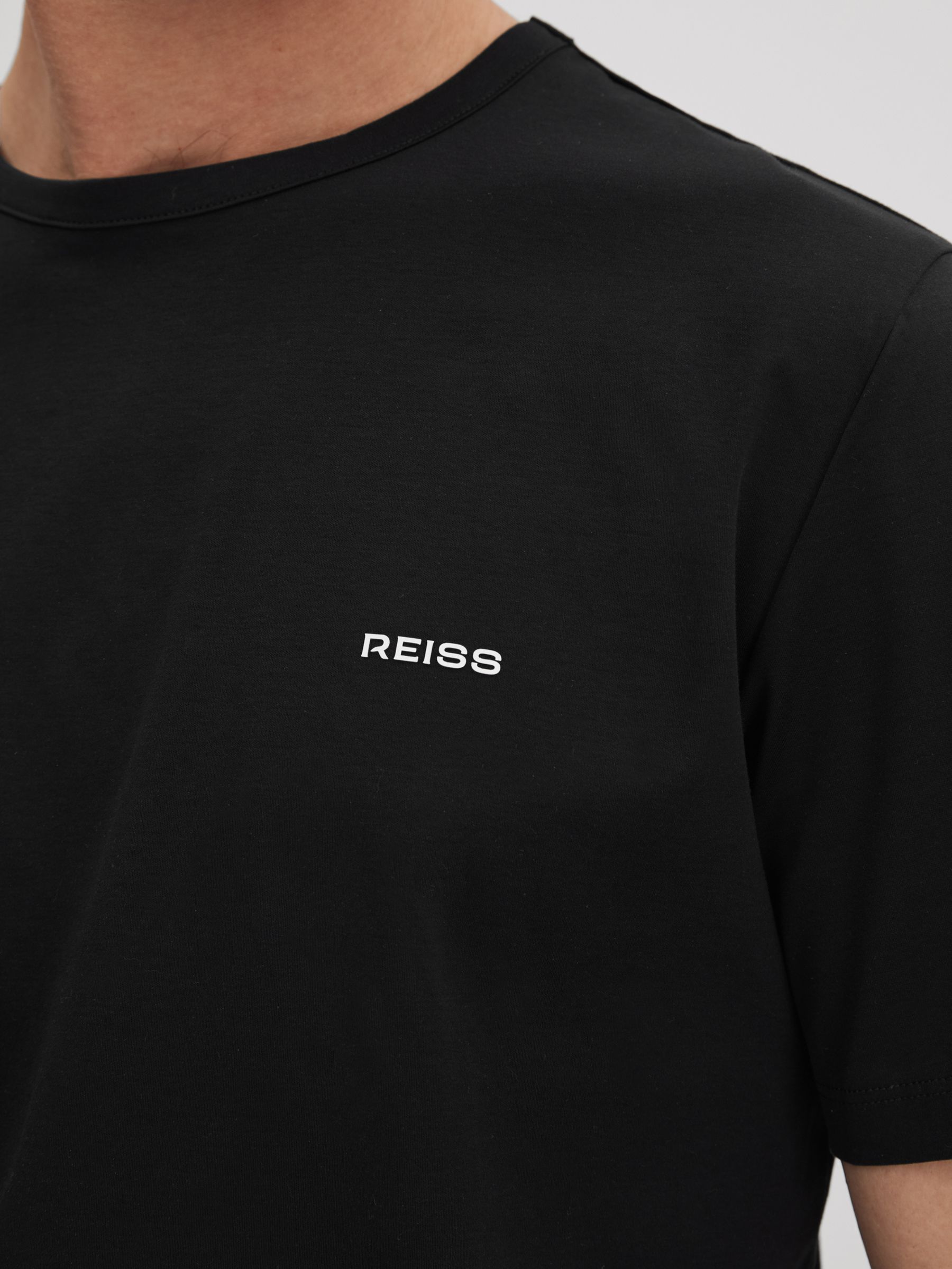 Slim Fit Cotton Crew T-Shirt in Black - Image 4 of 6