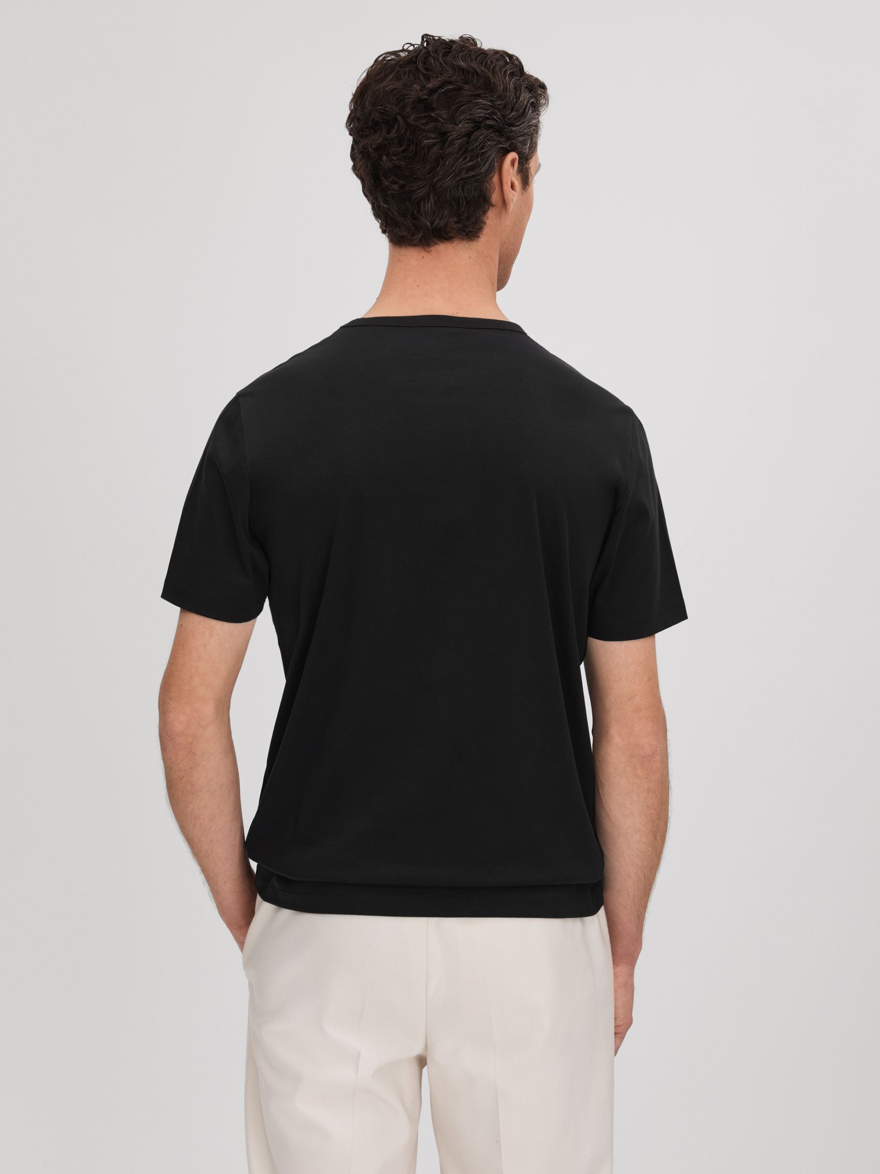 Slim Fit Cotton Crew T-Shirt in Black - Image 5 of 6
