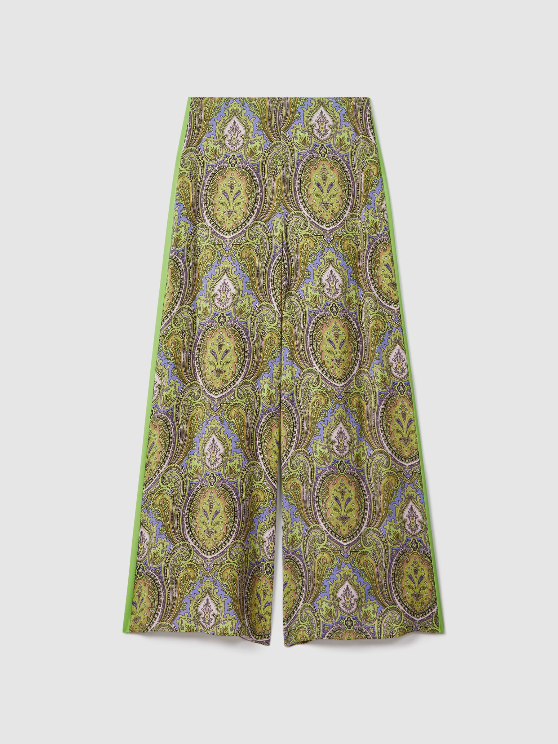 Florere Printed Wide Leg Trousers in Lime/Green - Image 2 of 6