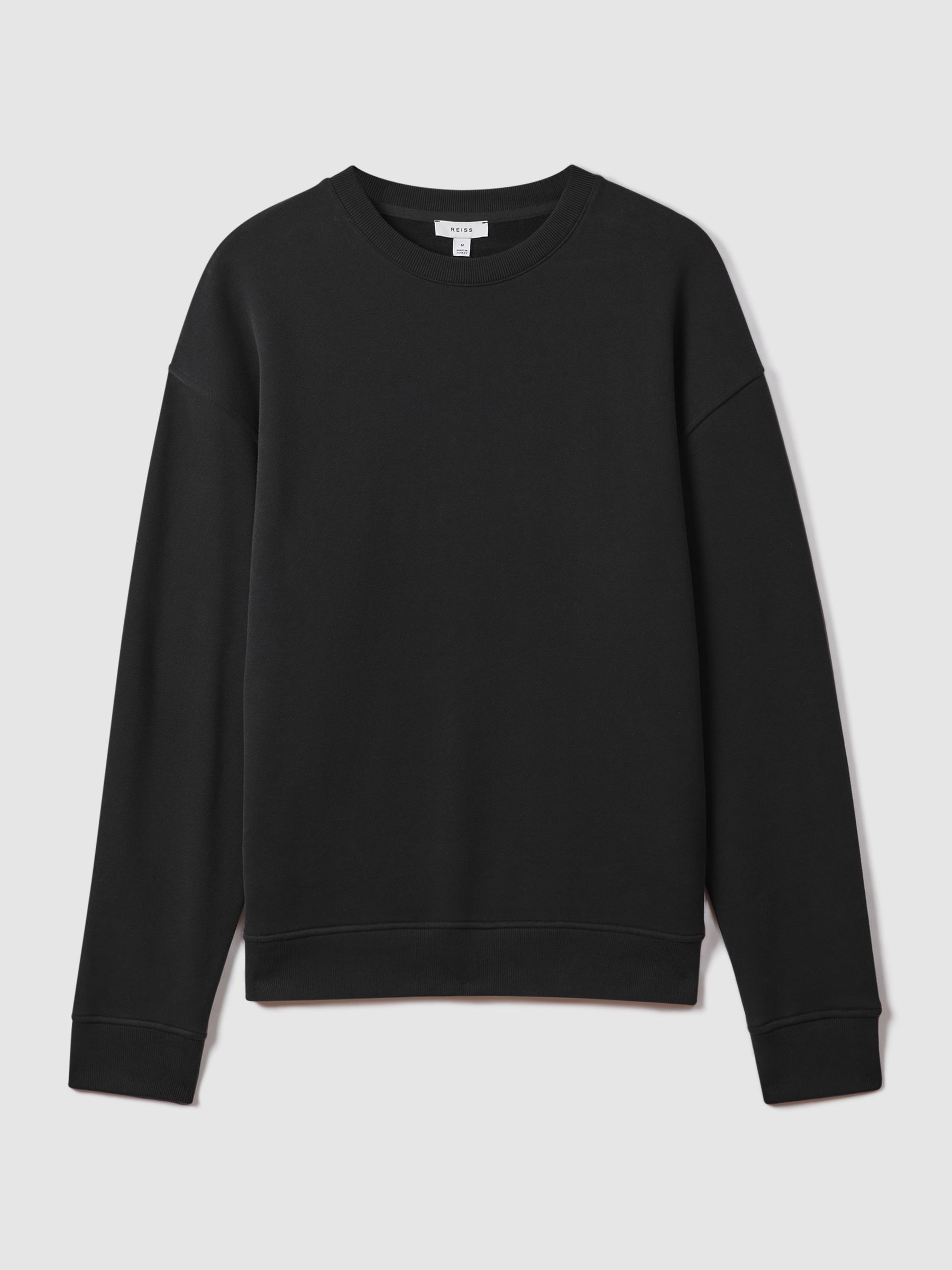 Cotton Crew Neck Sweatshirt in Washed Black - Image 2 of 5