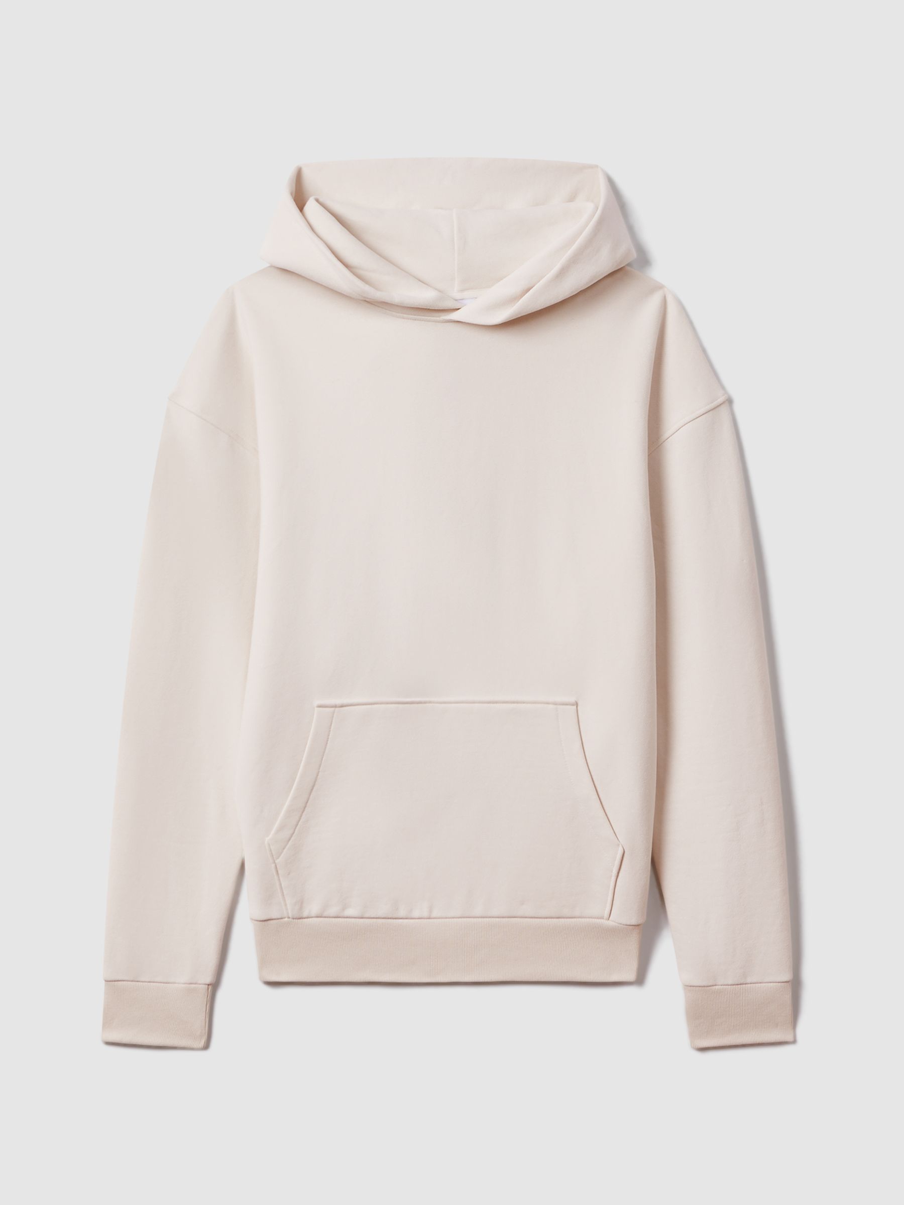 Casual Fit Cotton Hoodie in Off White - Image 2 of 6