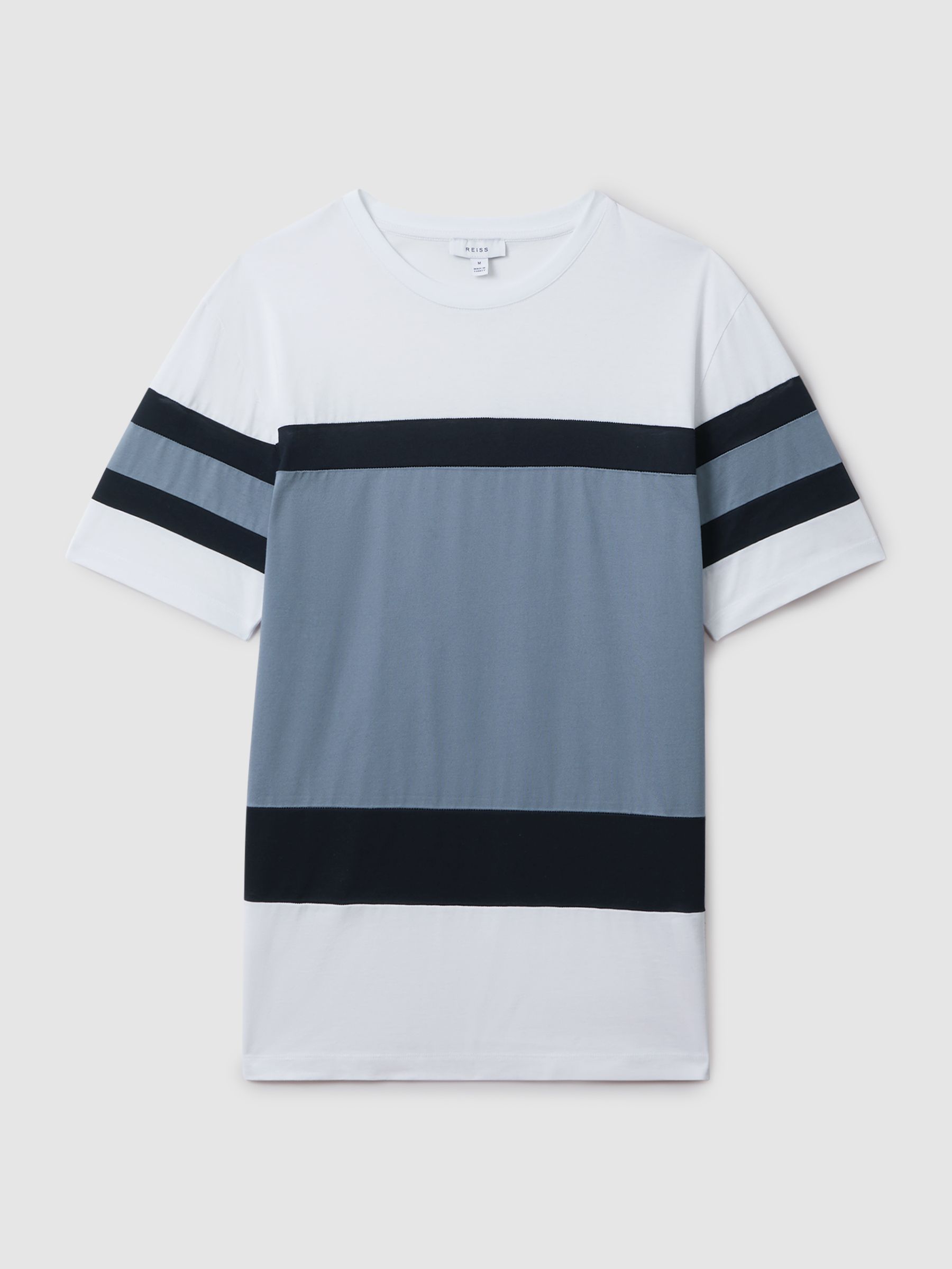 Mercerised Cotton Crew Neck T-Shirt in Airforce Blue Multi - Image 2 of 5