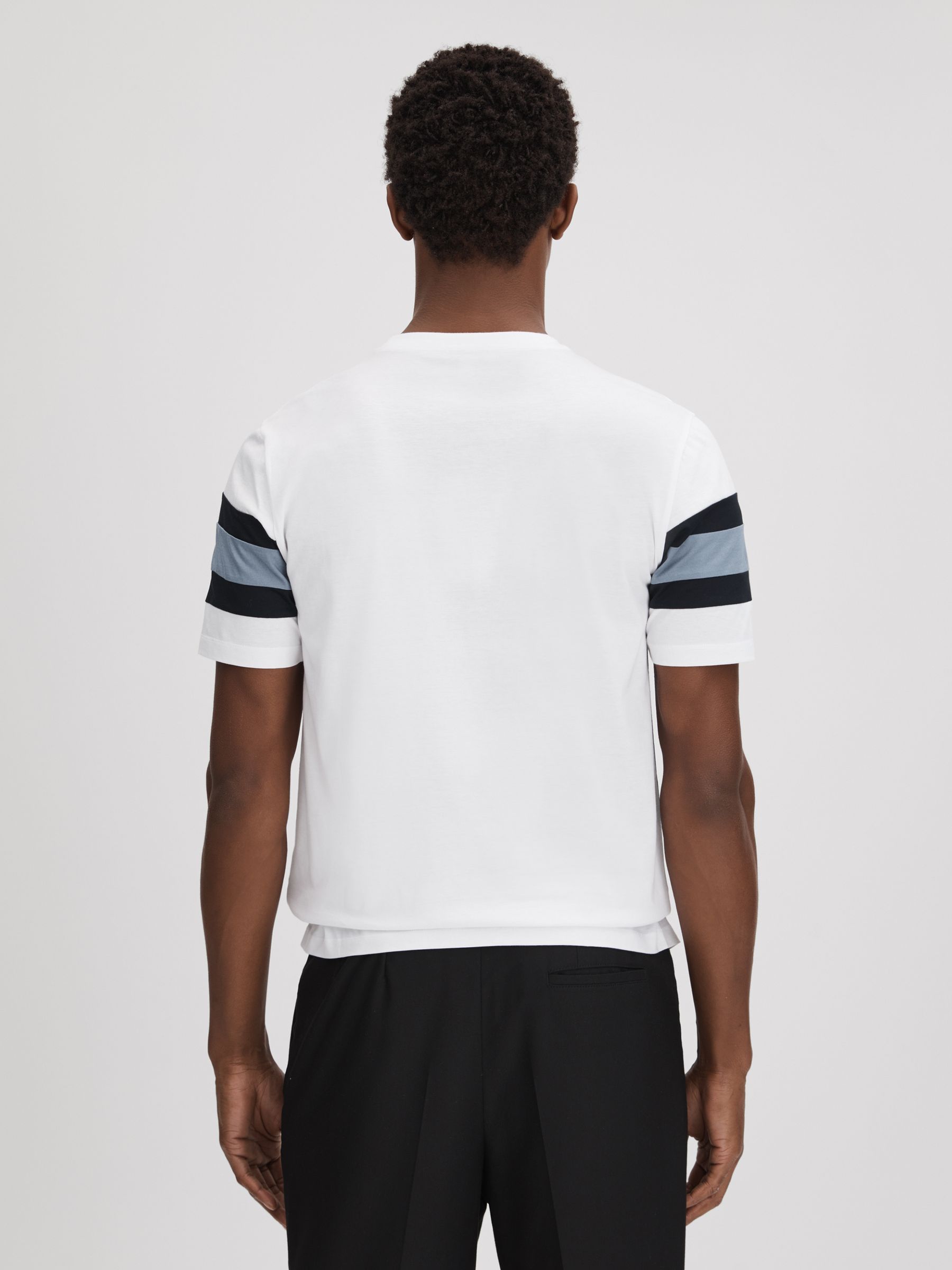 Mercerised Cotton Crew Neck T-Shirt in Airforce Blue Multi - Image 5 of 5