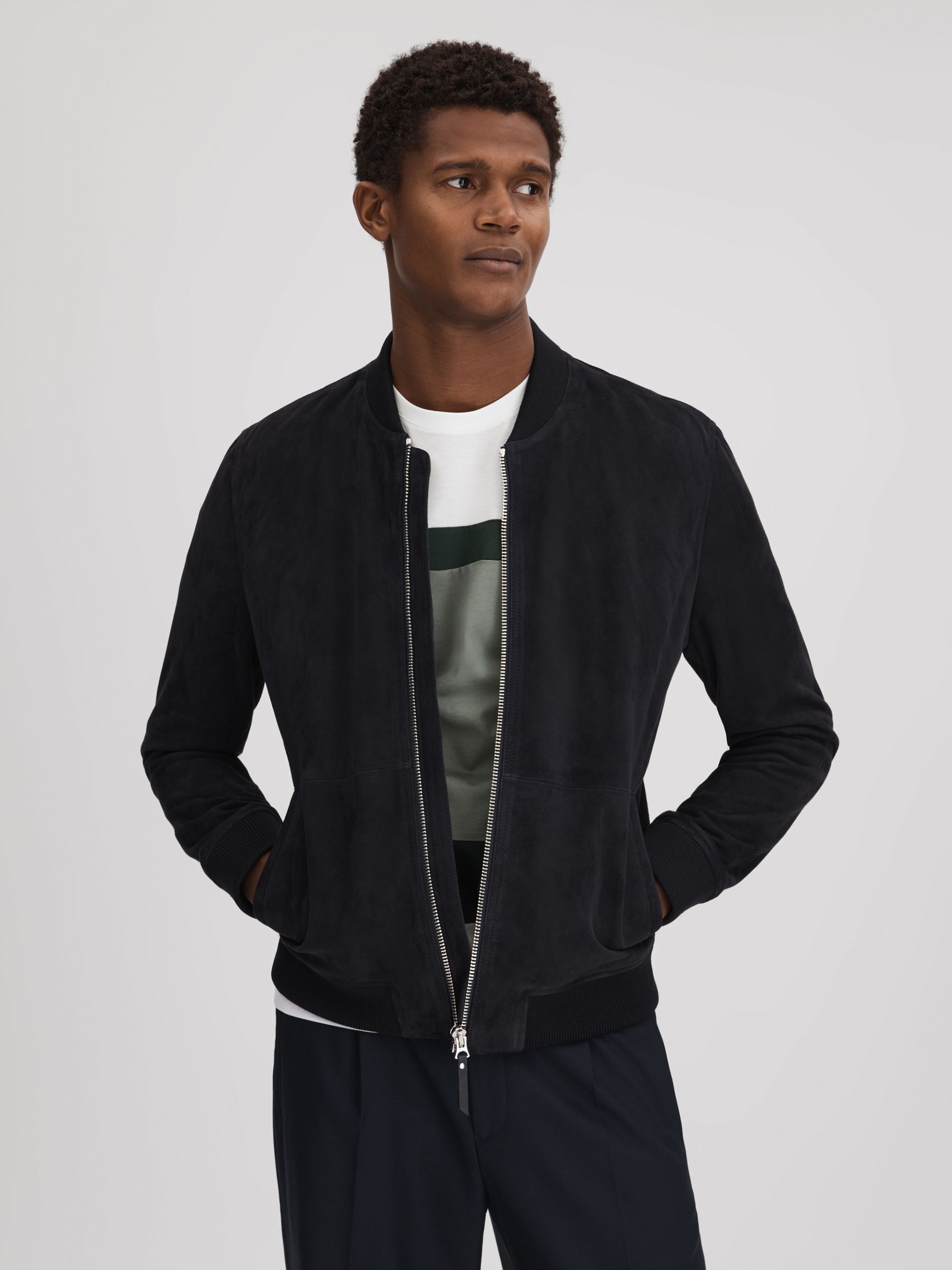 Mercerised Cotton Crew Neck T-Shirt in Sage Multi - Image 6 of 6