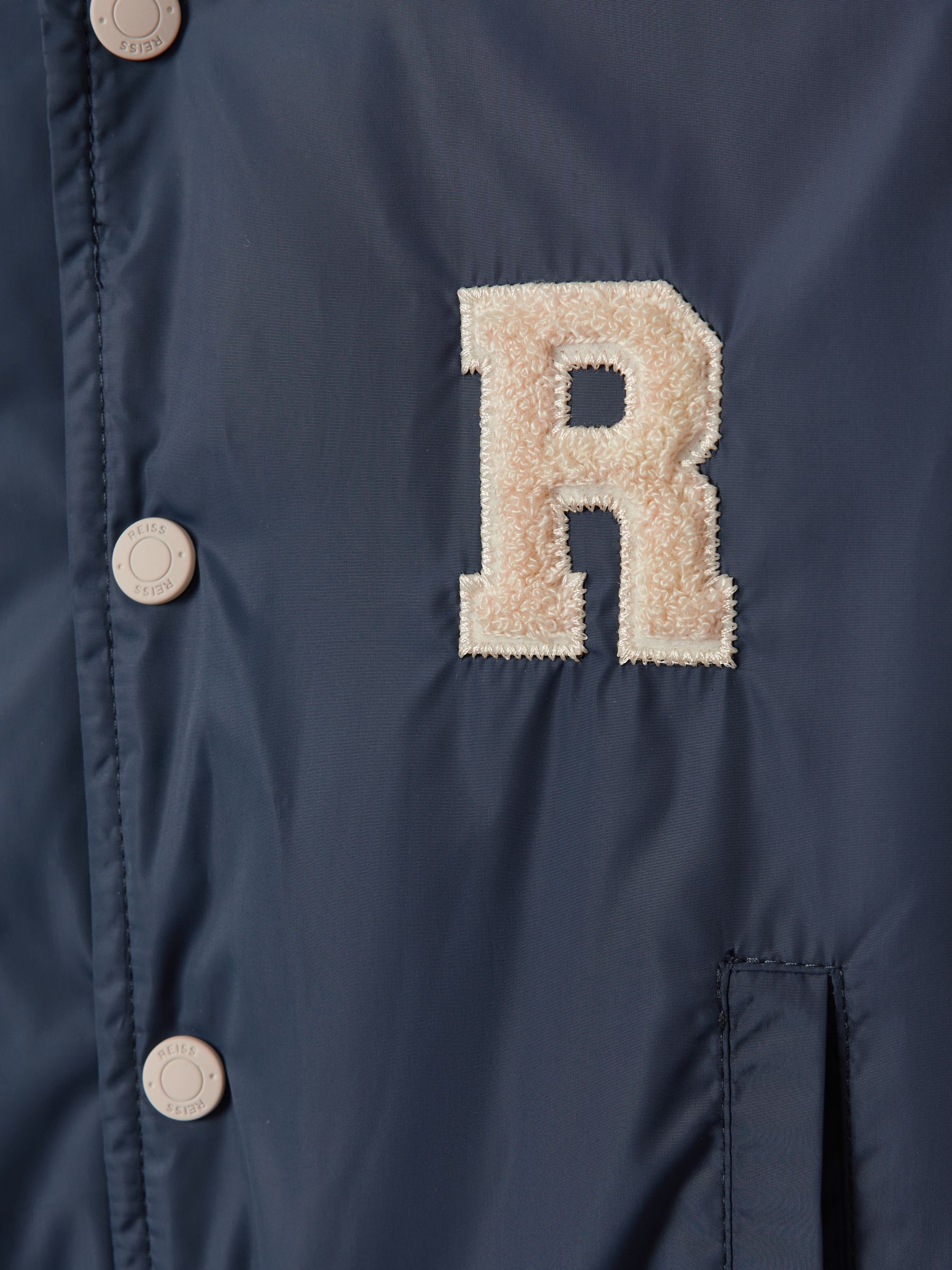 3-9 yrs Colourblock Varsity Bomber Jacket With Linen in Green/Stone - Image 4 of 4